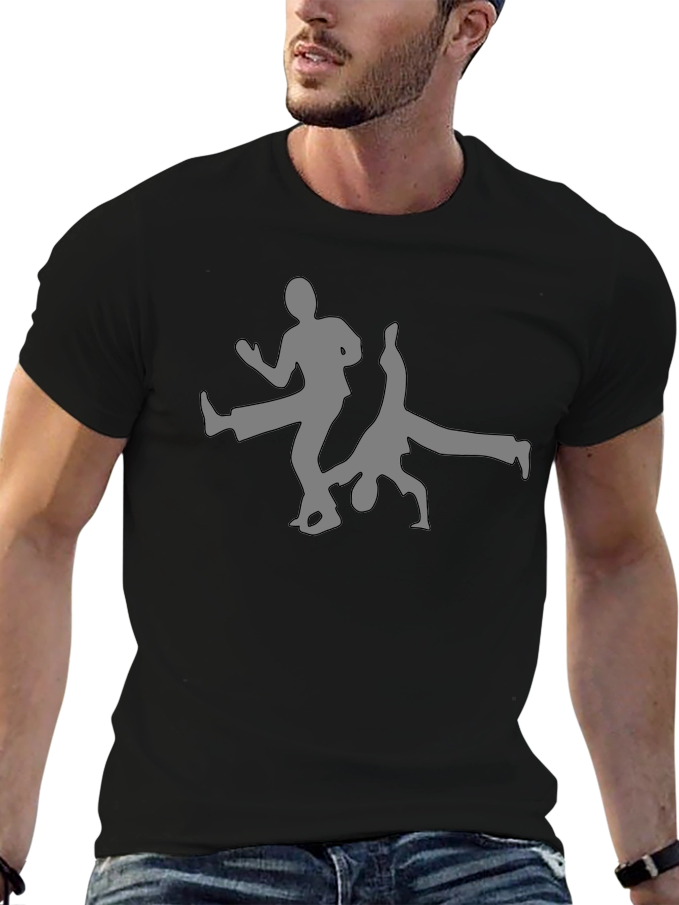 Capoeira Silhouette Graphic Tee - Black Cotton T-Shirt
