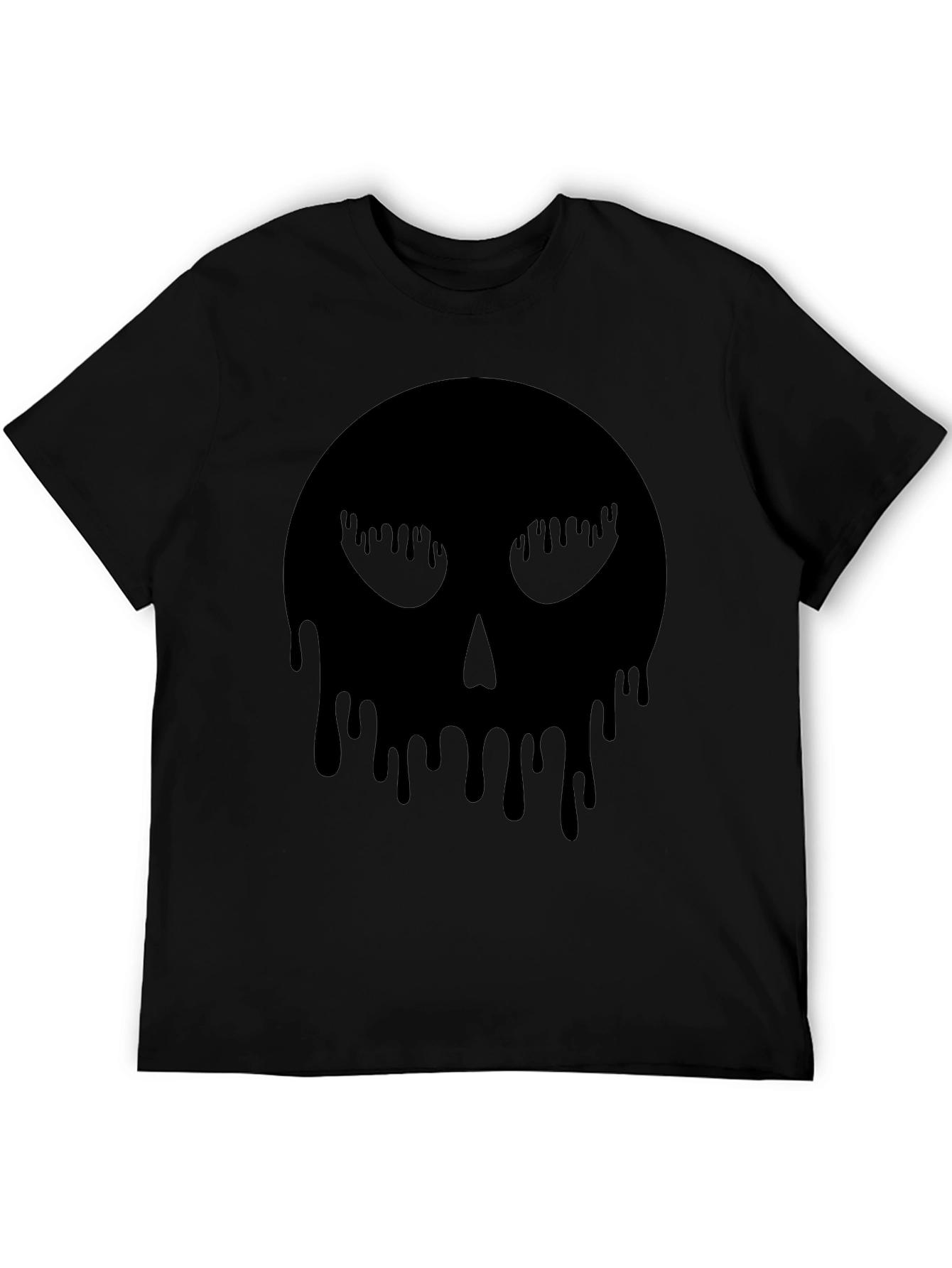 Melting Skull Graphic Tee - Black Cotton T-Shirt