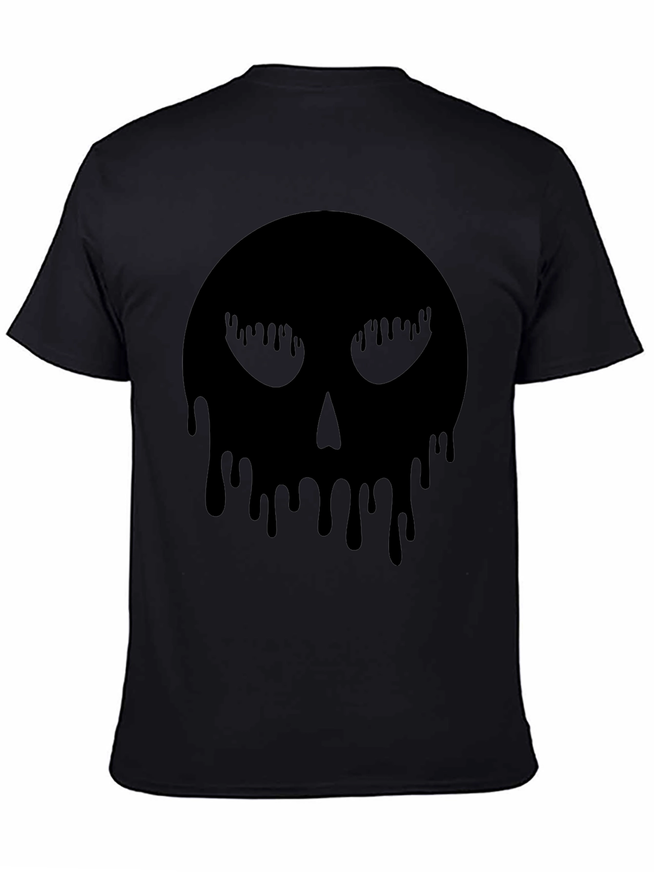 Melting Skull Graphic Tee - Black Cotton T-Shirt