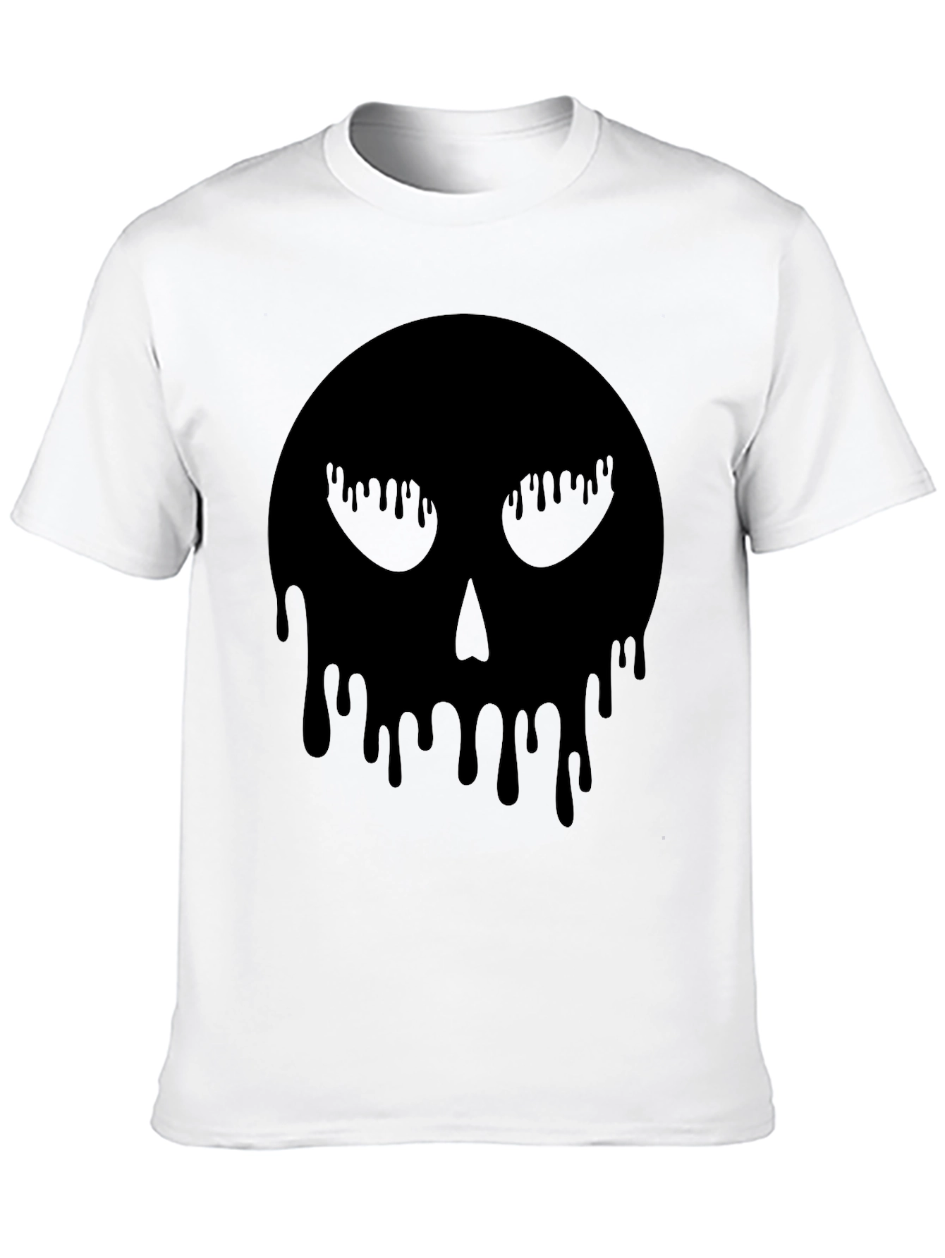 Melting Skull Graphic Tee - Black Cotton T-Shirt