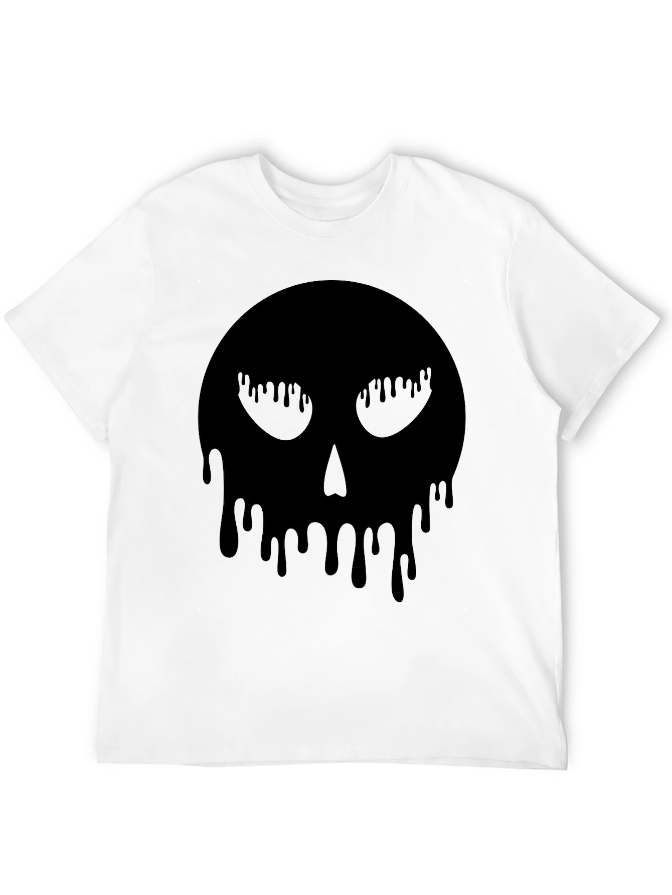 Melting Skull Graphic Tee - Black Cotton T-Shirt