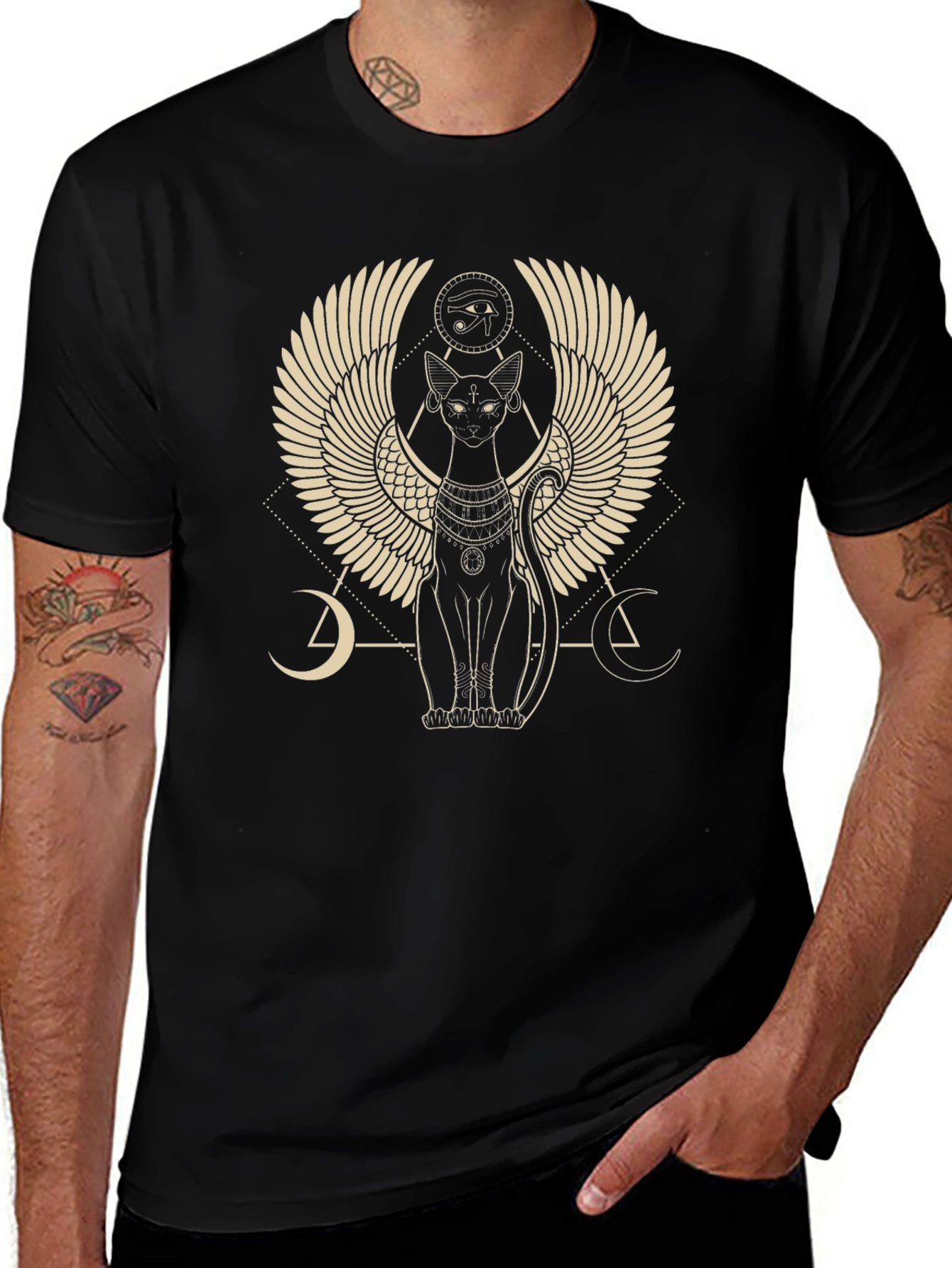 Egyptian Cat Winged Graphic T-Shirt