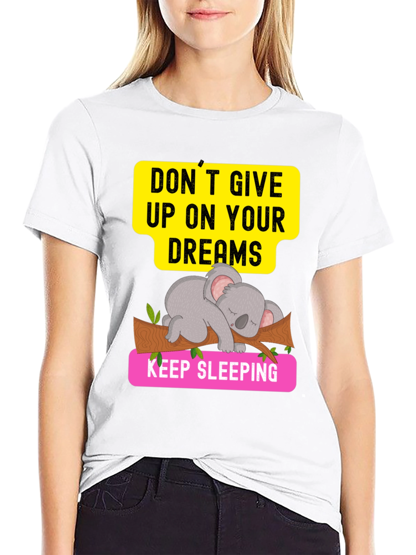 Dreaming Koala Graphic Tee - Sleepy Animal T-Shirt