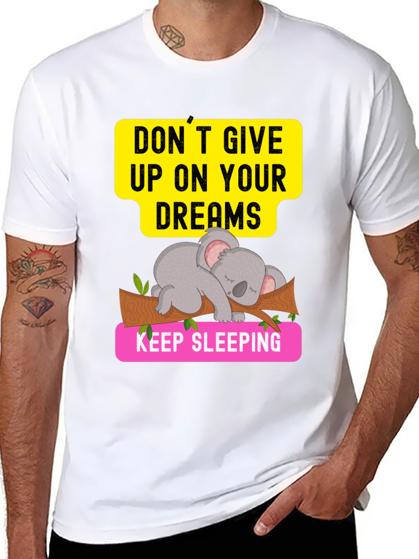 Dreaming Koala Graphic Tee - Sleepy Animal T-Shirt