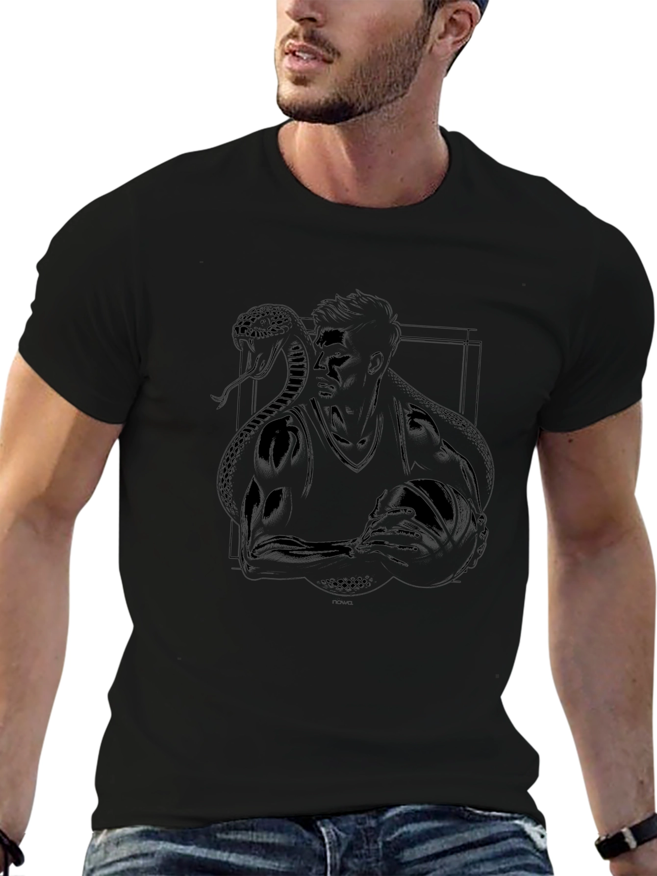 Black T-Shirt with Kobe Bryant Snake Design