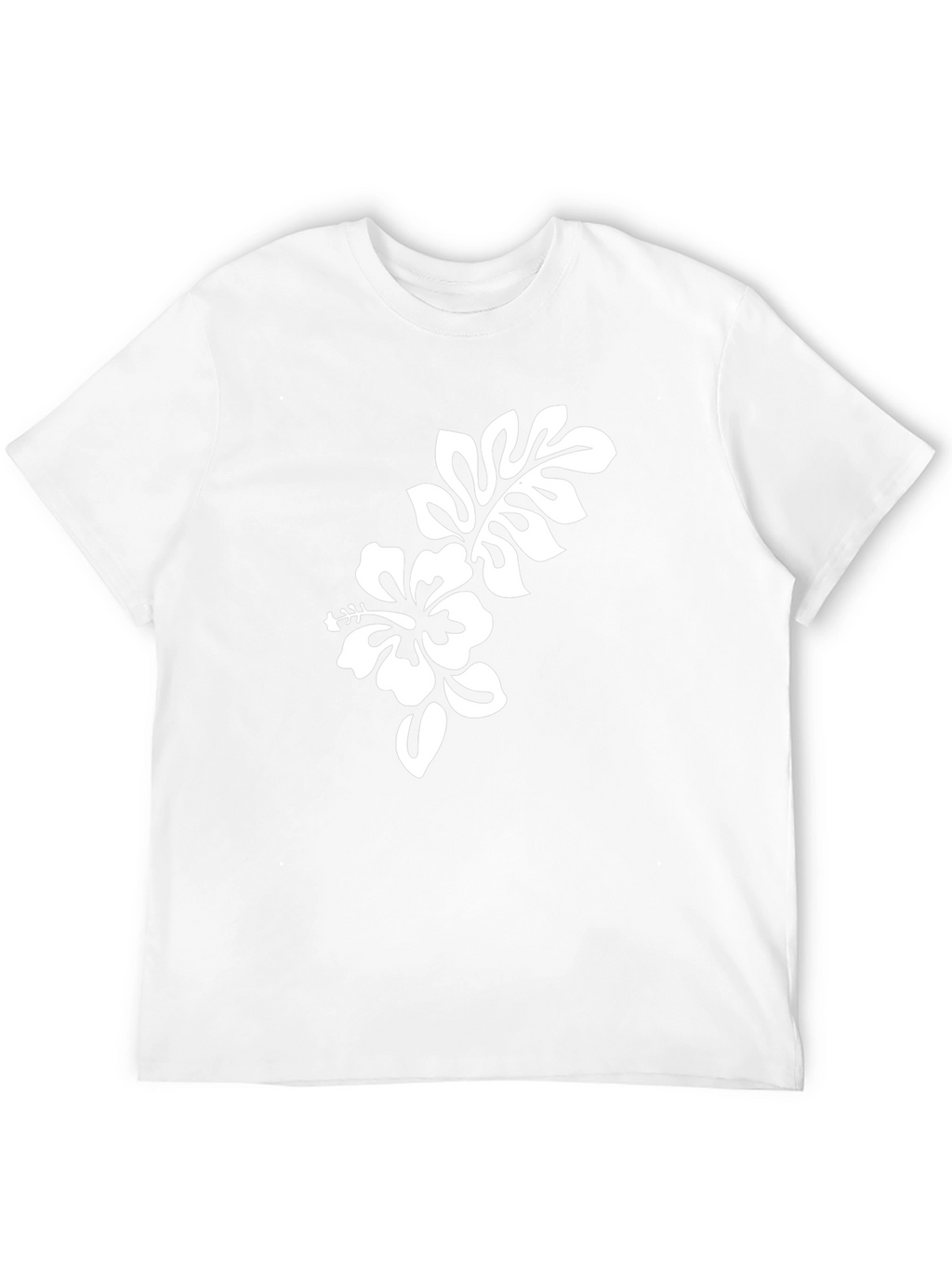 Black T-Shirt with Hibiscus Flower Graphic