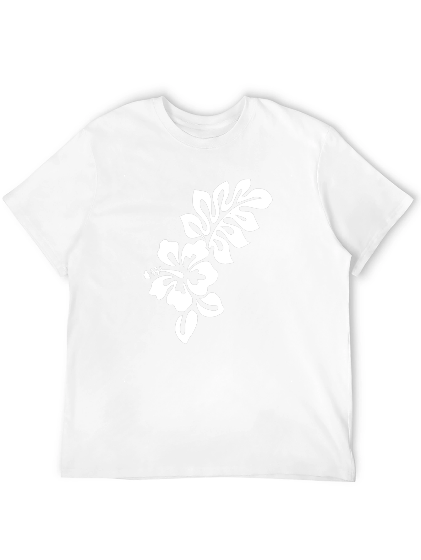 Black T-Shirt with Hibiscus Flower Graphic