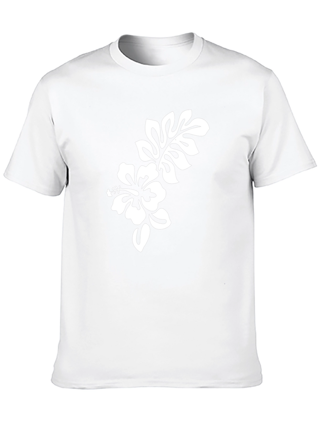 Black T-Shirt with Hibiscus Flower Graphic