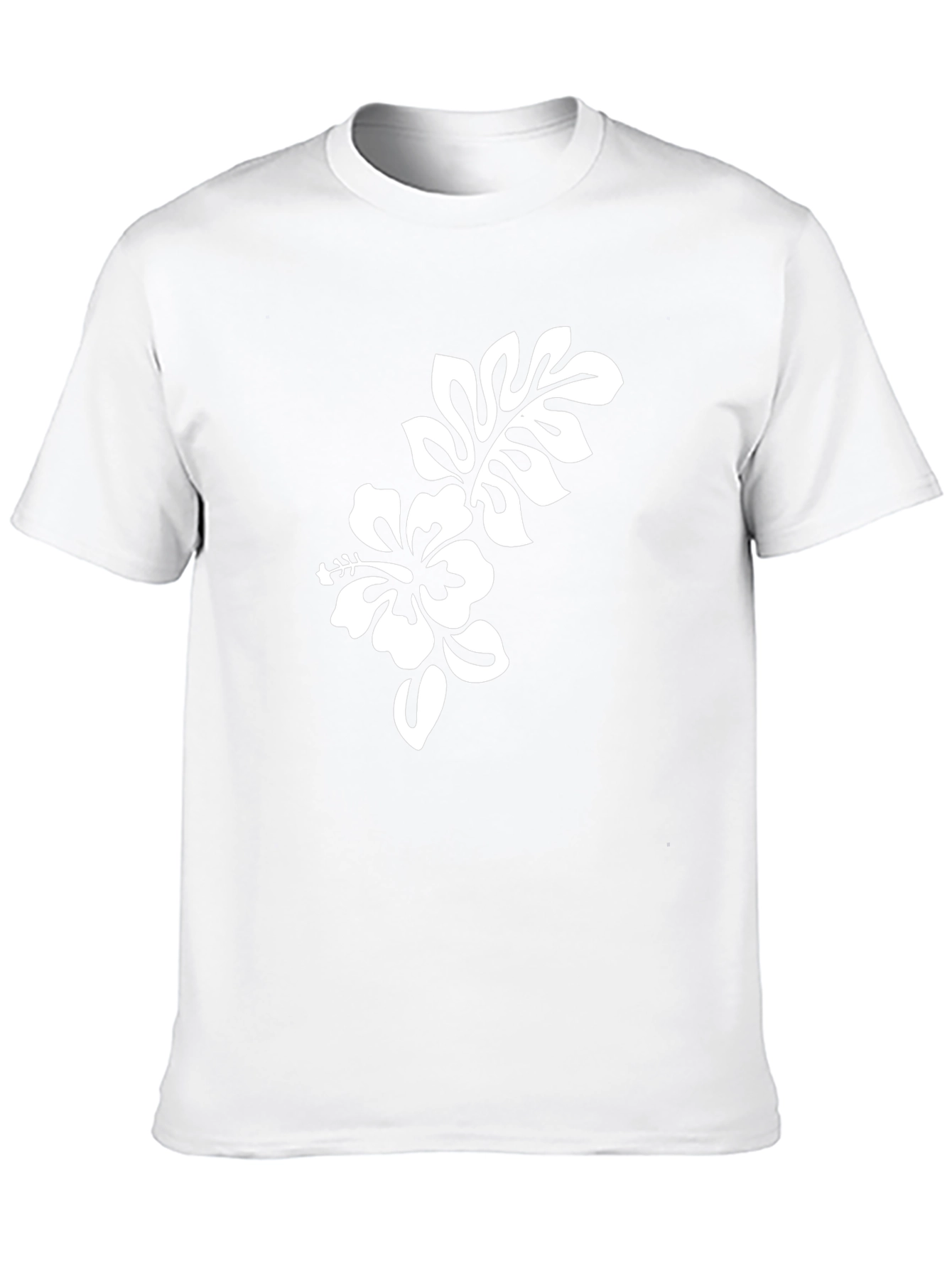 Black T-Shirt with Hibiscus Flower Graphic