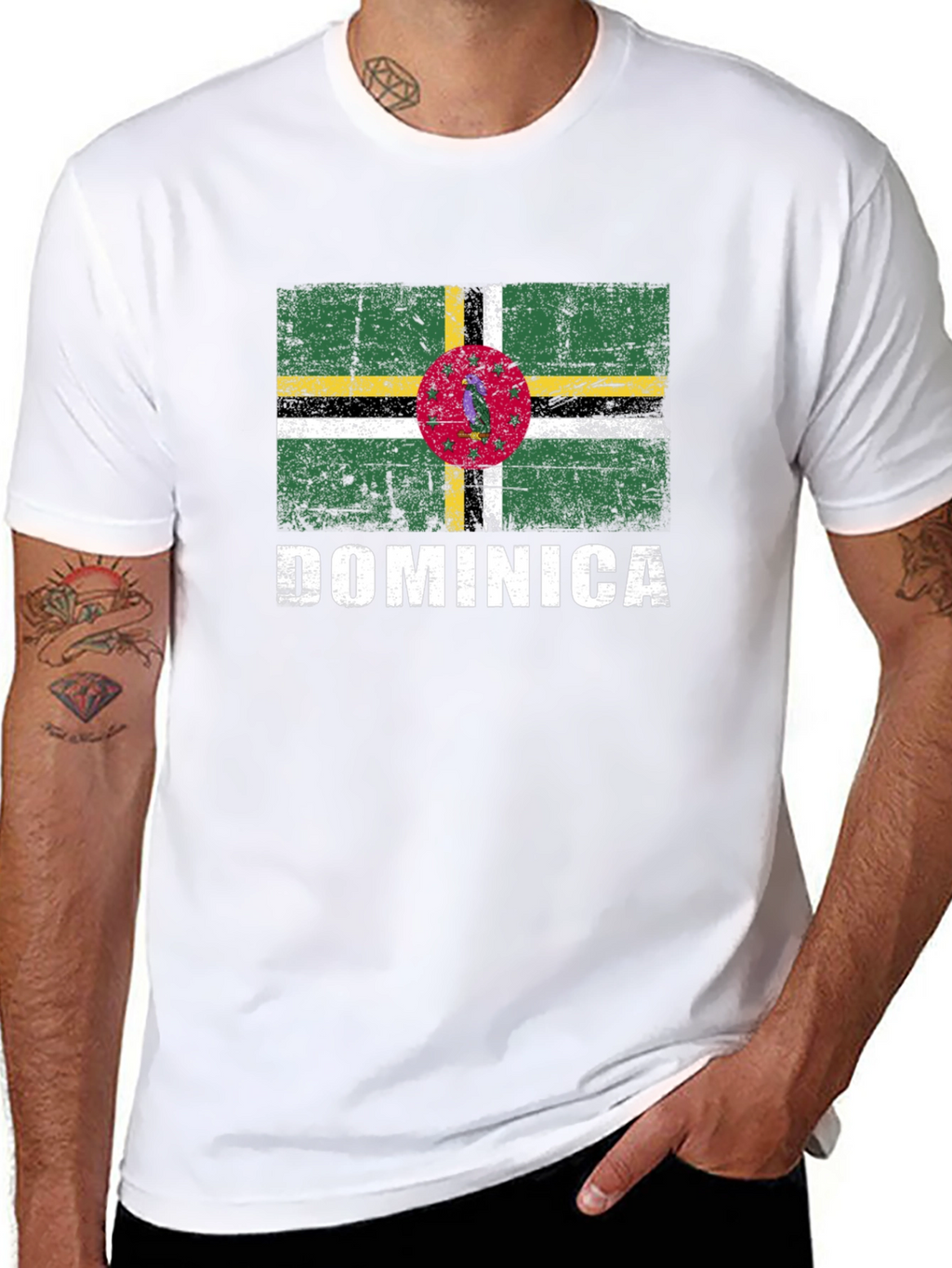 Dominica Flag T-Shirt - Distressed Design