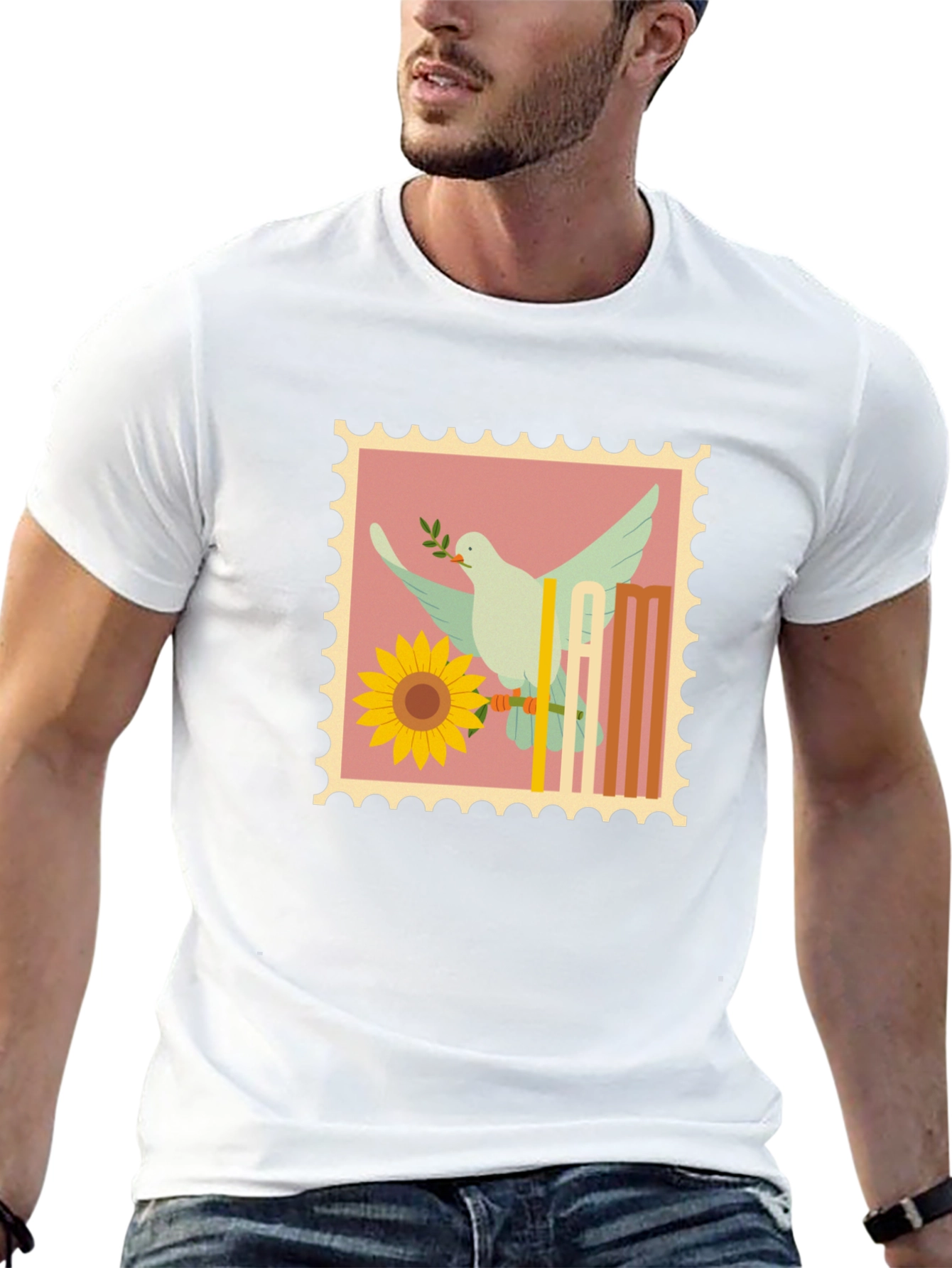 Dove & Sunflower Graphic Tee - Peace Symbol T-Shirt