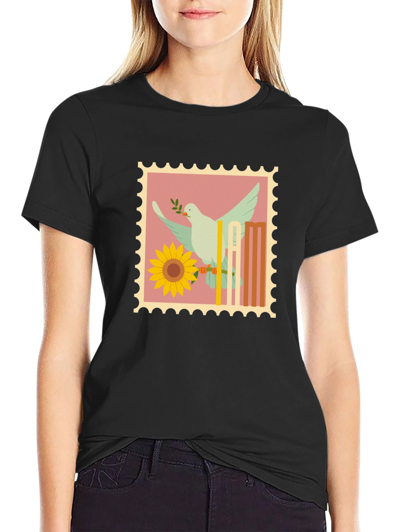 Dove & Sunflower Graphic Tee - Peace Symbol T-Shirt
