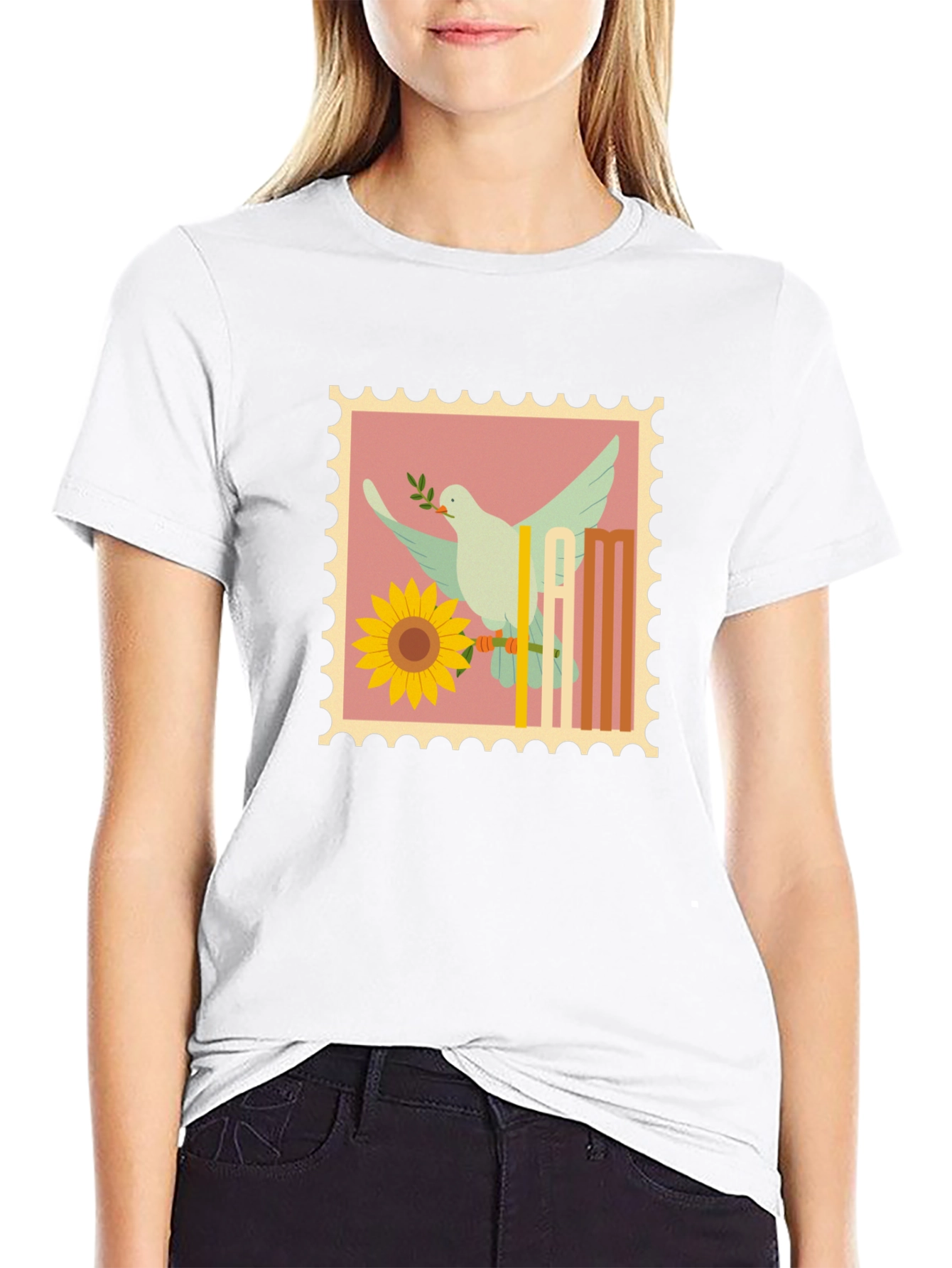 Dove & Sunflower Graphic Tee - Peace Symbol T-Shirt