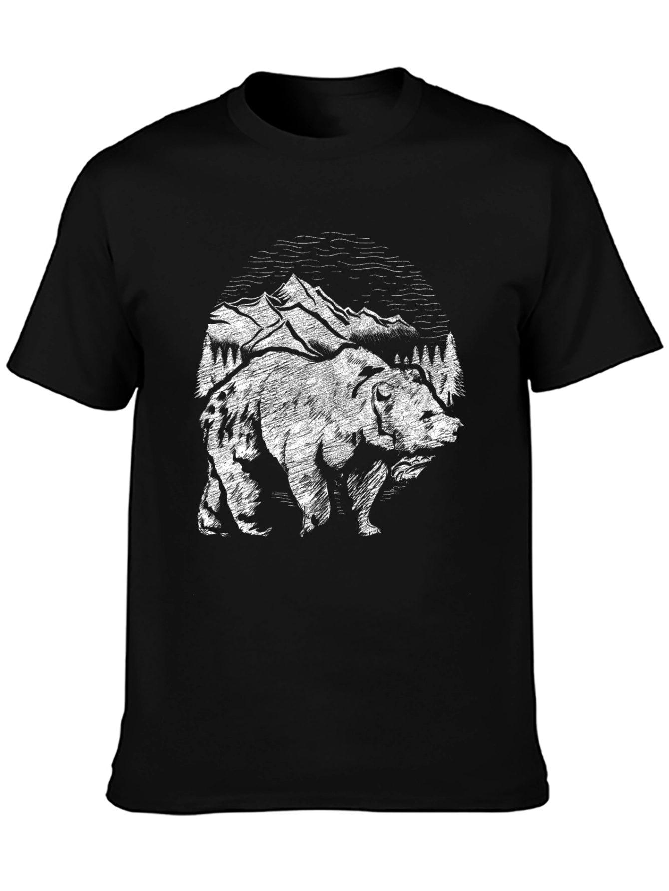 Black Bear Mountain Graphic T-Shirt - Nature Adventure Tee