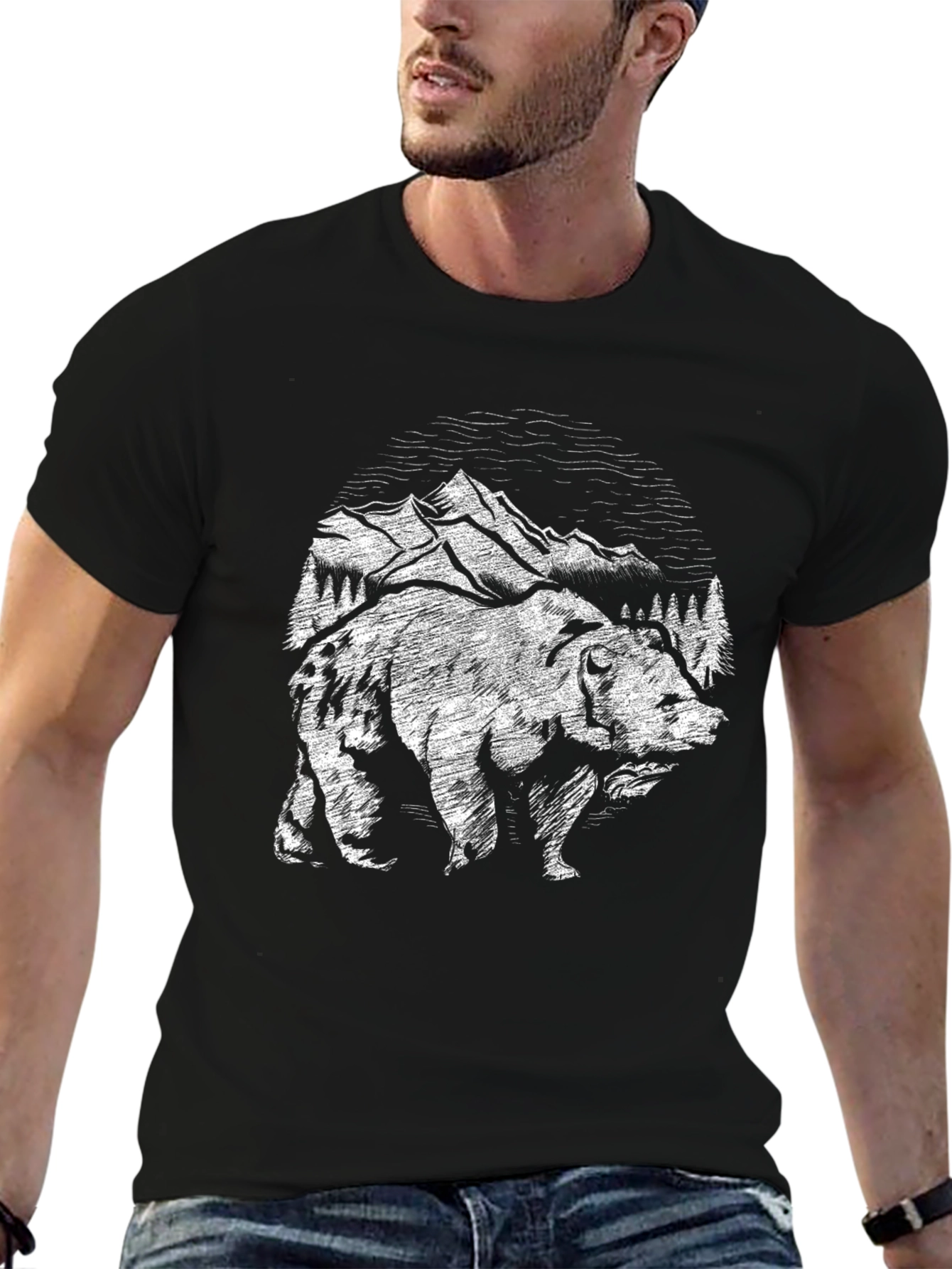 Black Bear Mountain Graphic T-Shirt - Nature Adventure Tee