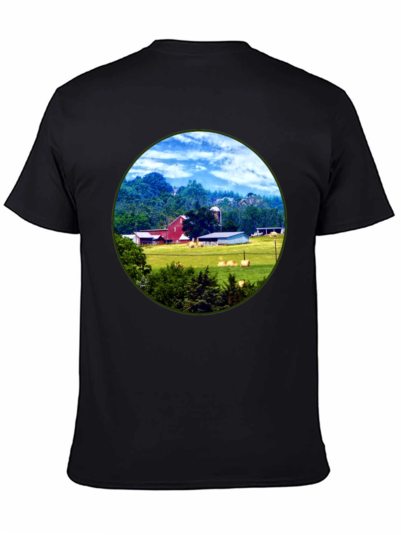 Farm Scene Graphic Tee - Classic Country Style