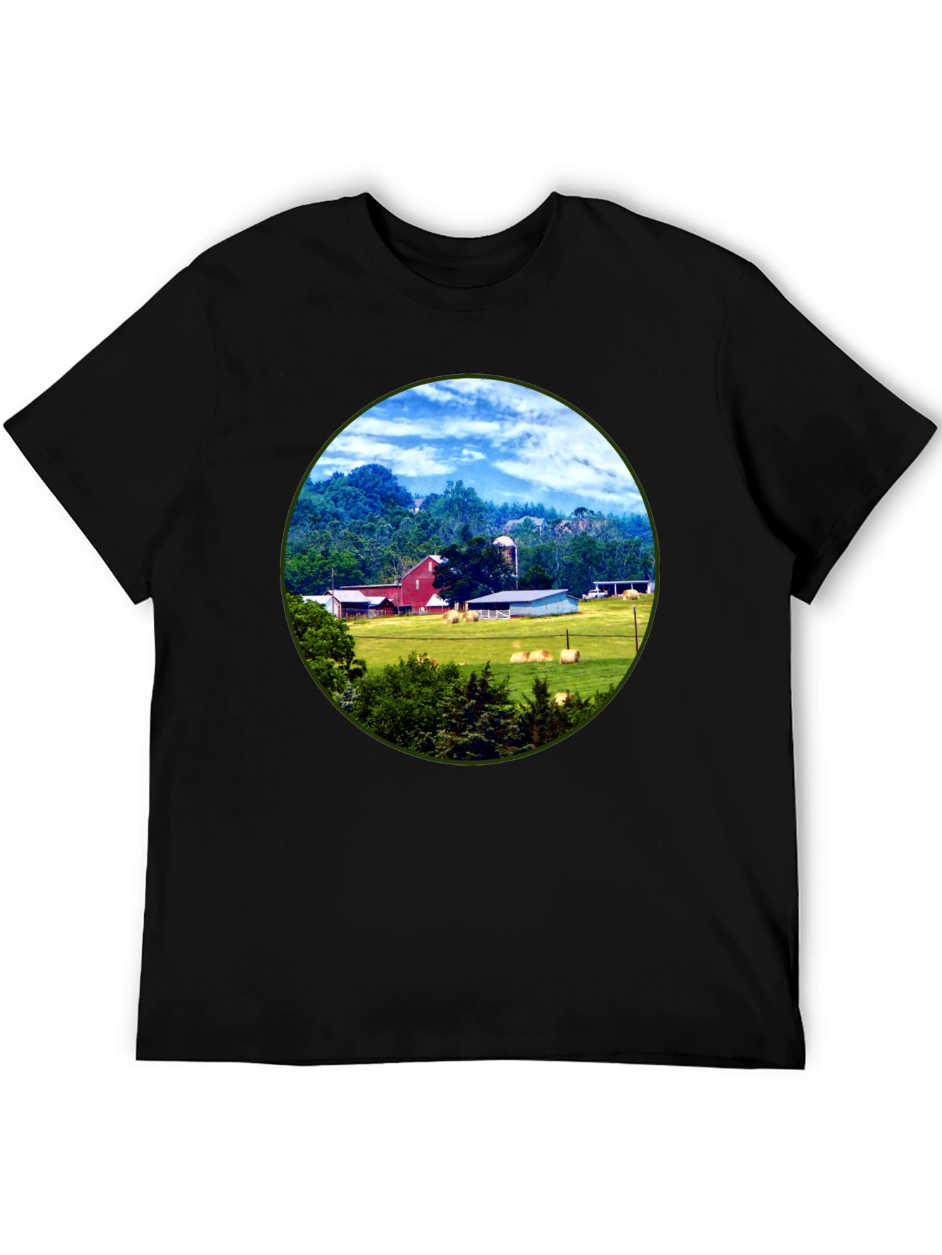 Farm Scene Graphic Tee - Classic Country Style