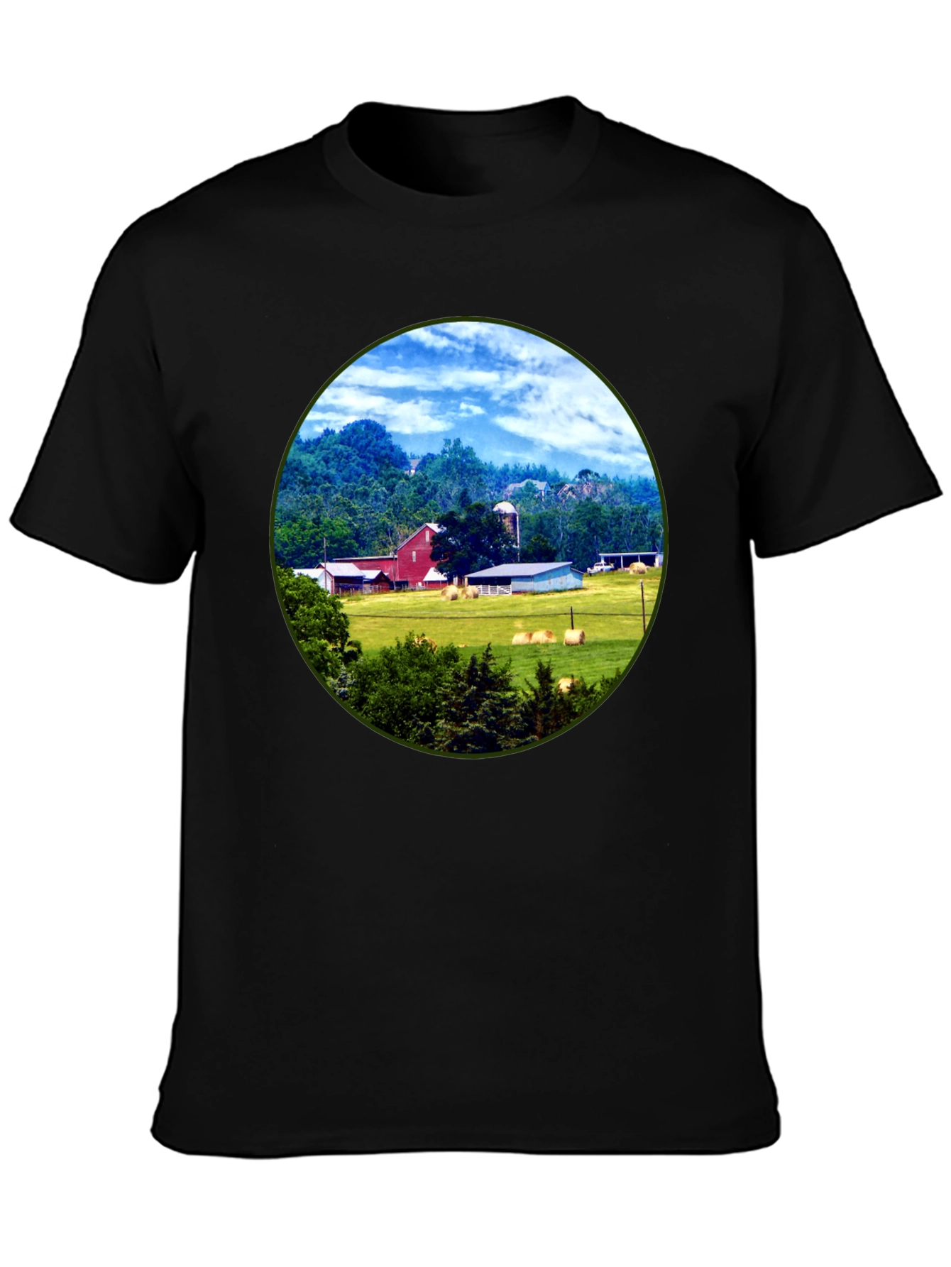 Farm Scene Graphic Tee - Classic Country Style