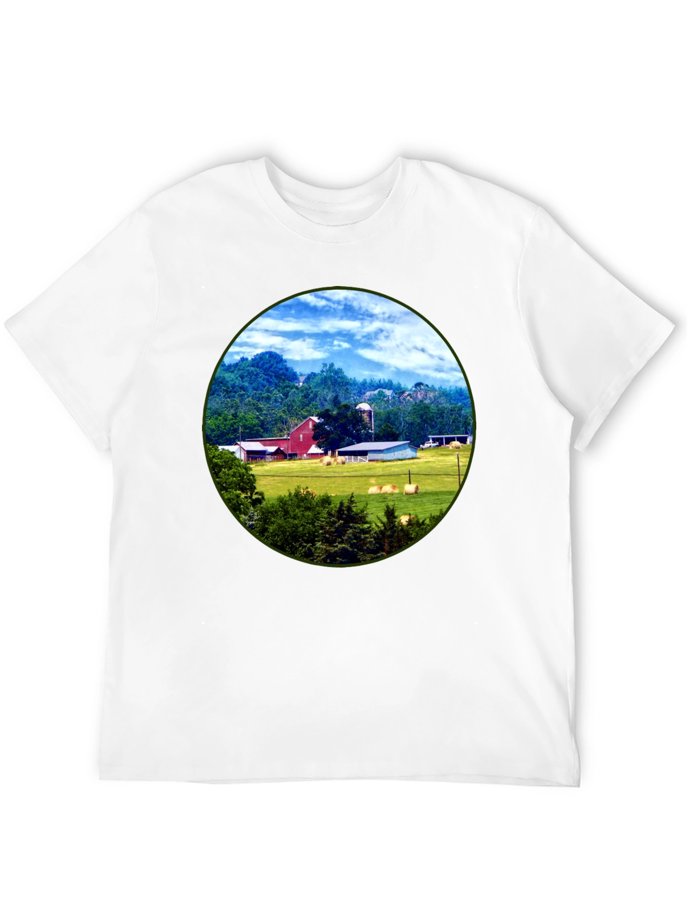 Farm Scene Graphic Tee - Classic Country Style