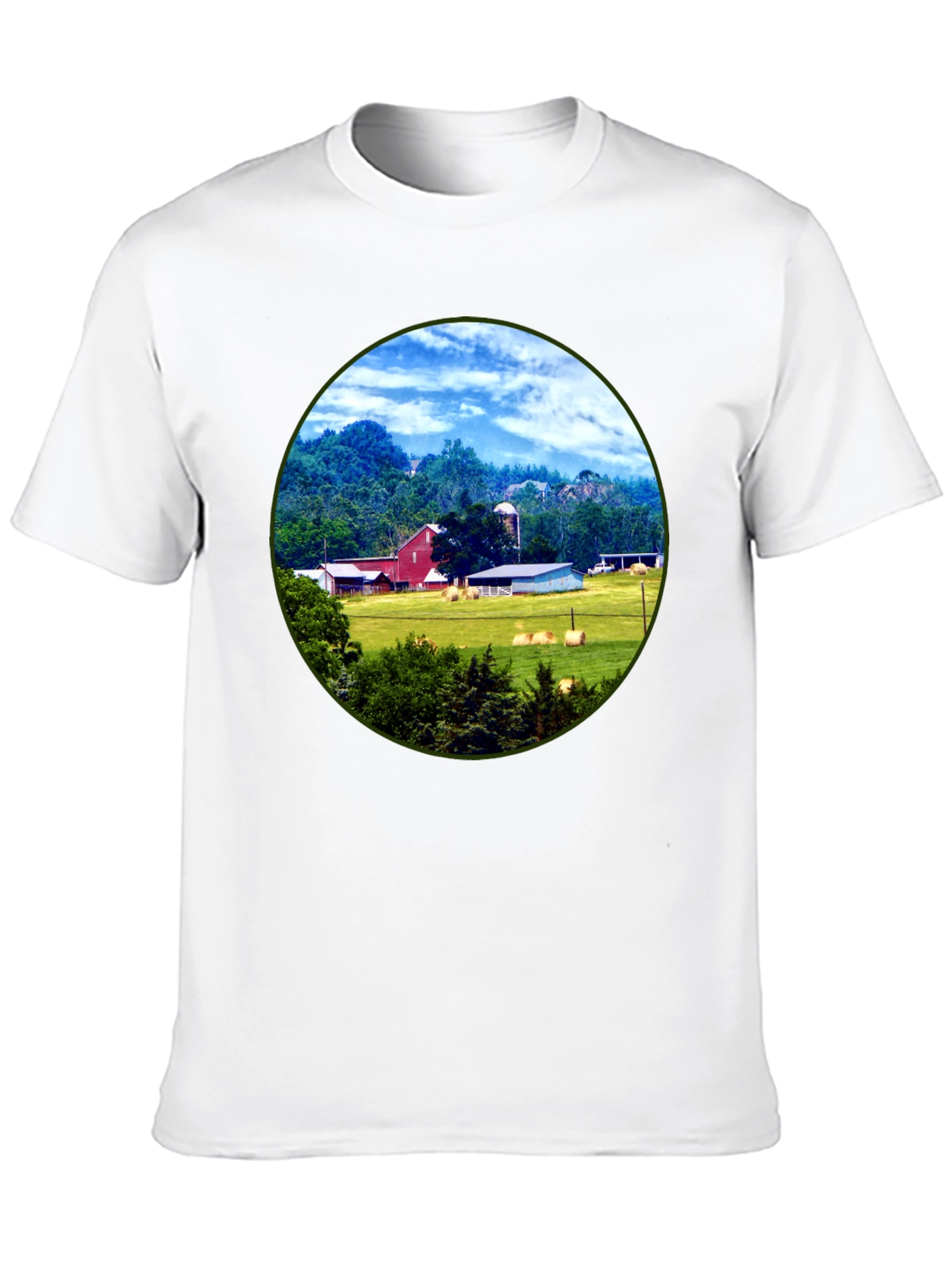Farm Scene Graphic Tee - Classic Country Style