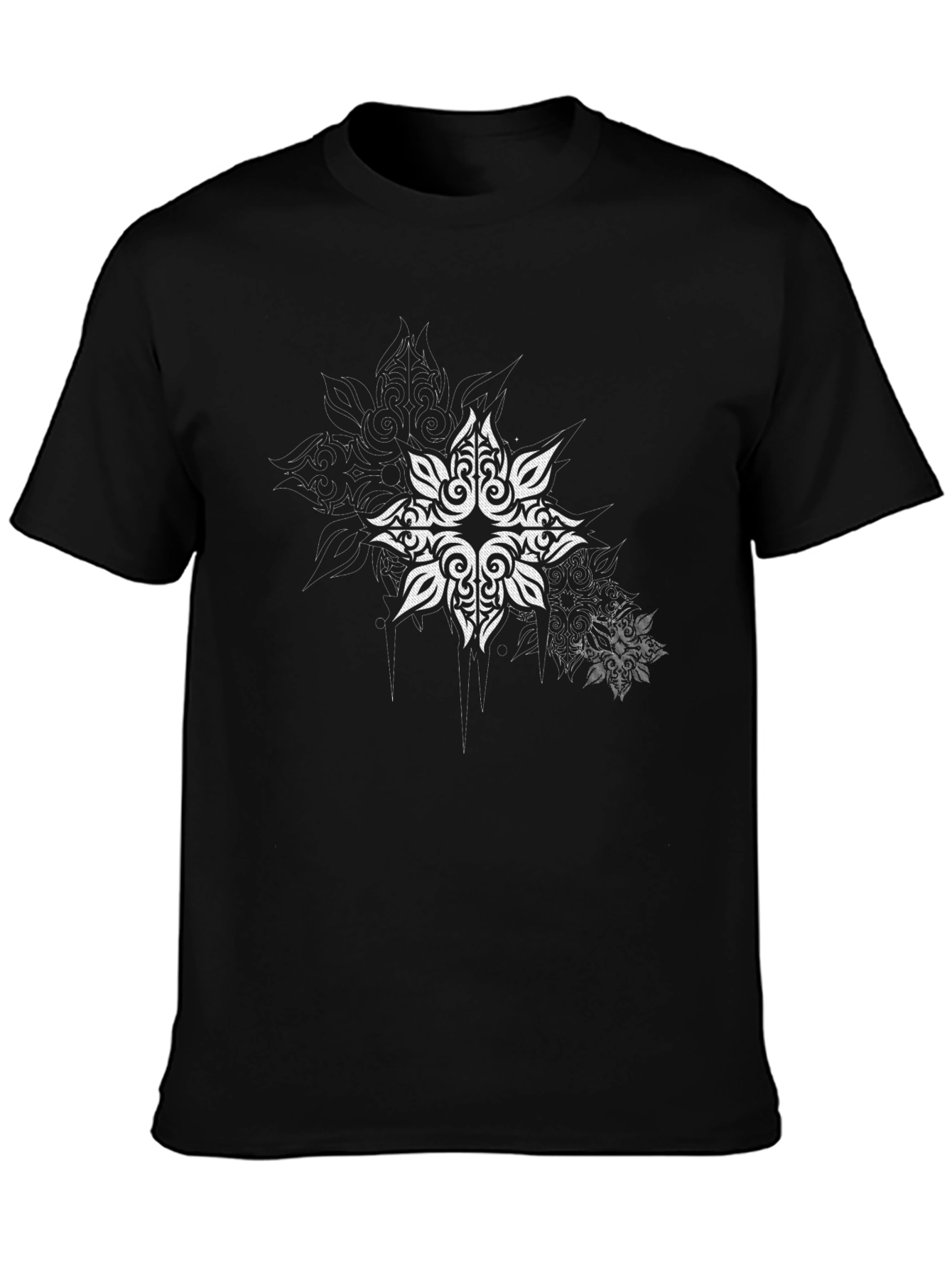 Tribal Star Graphic Print Black T-Shirt