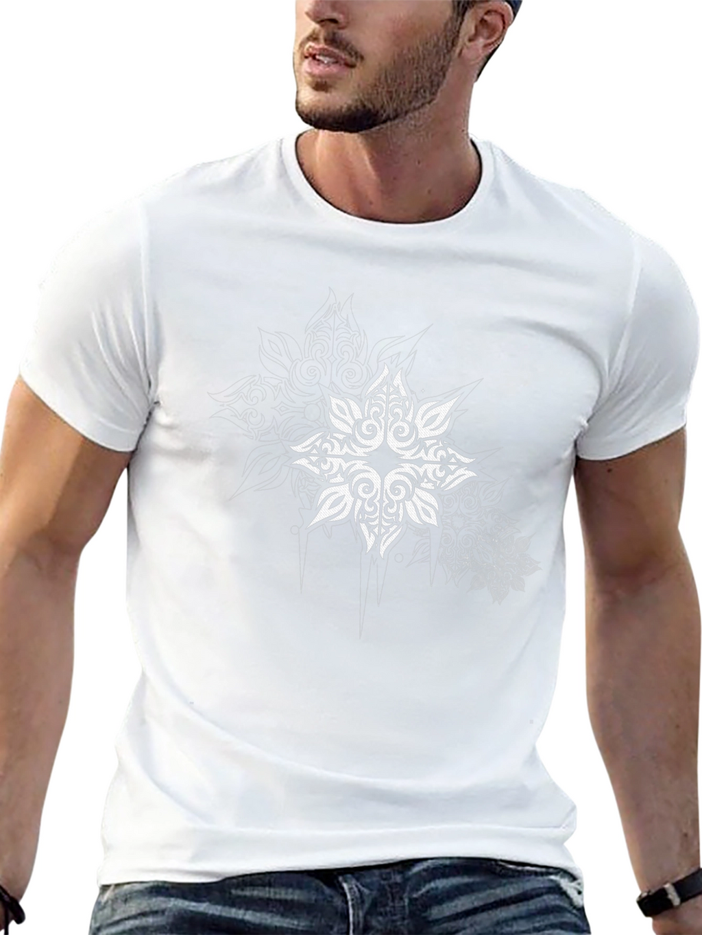 Tribal Star Graphic Print Black T-Shirt