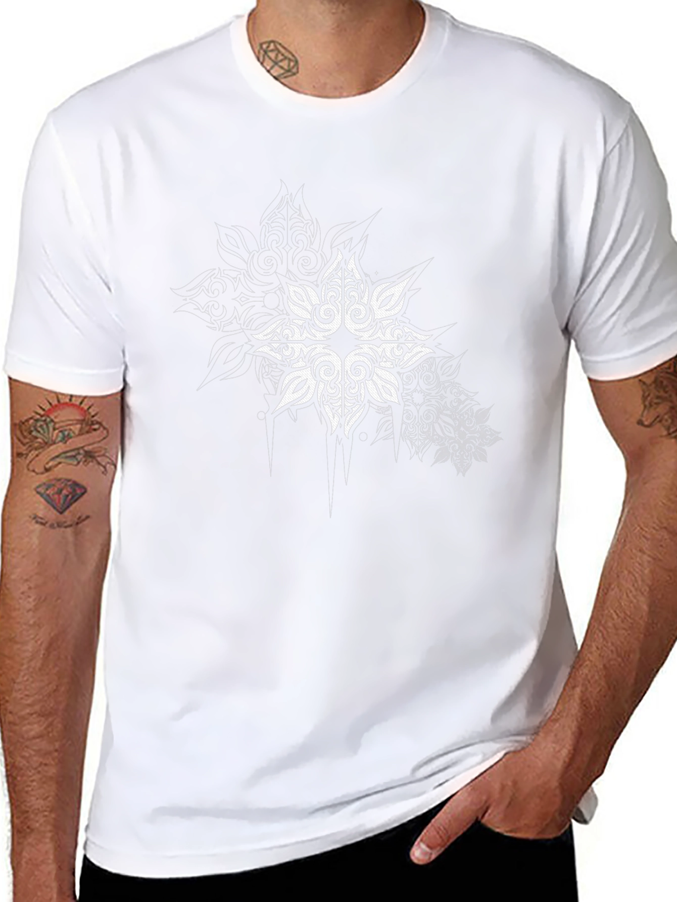 Tribal Star Graphic Print Black T-Shirt