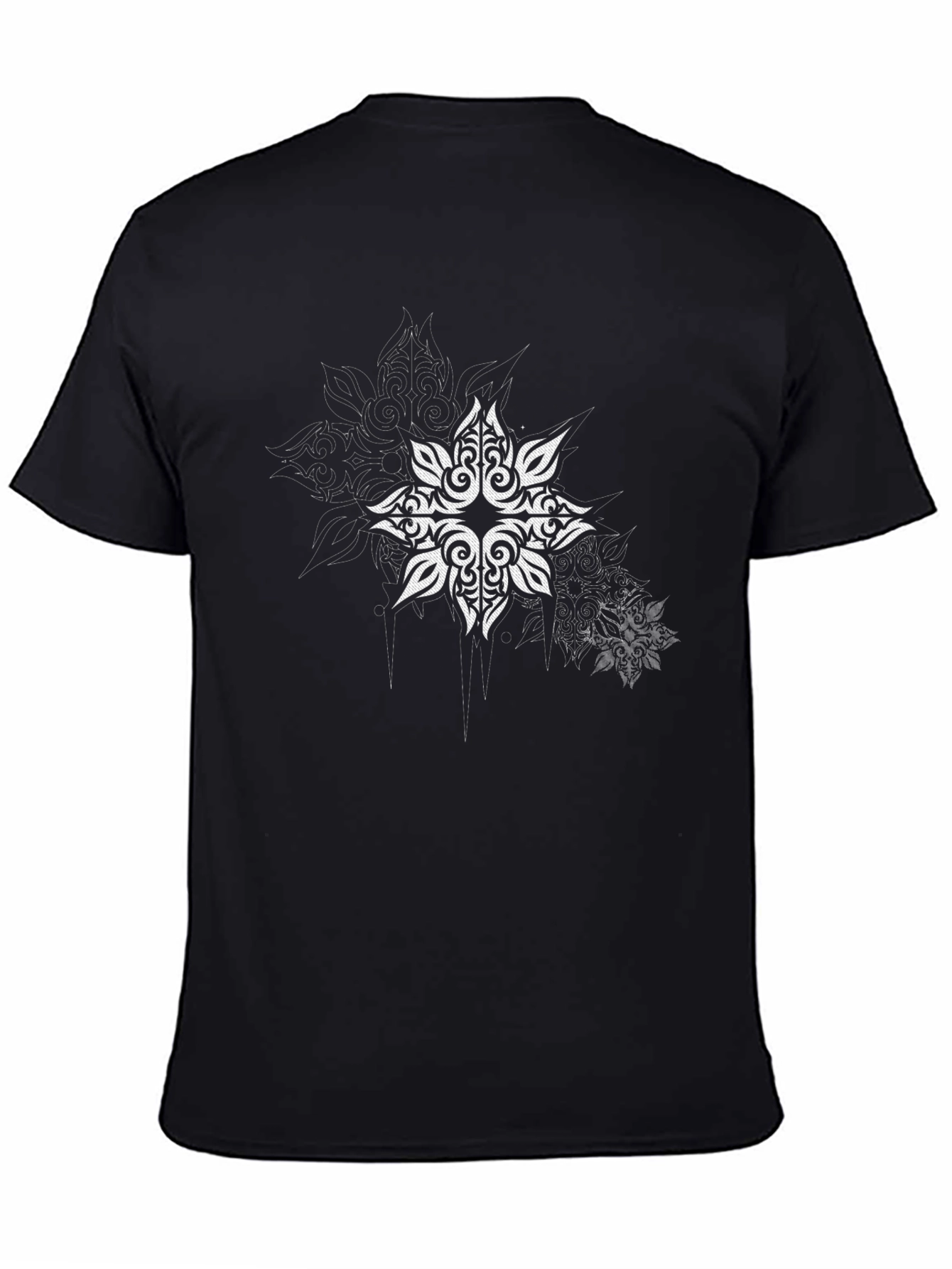 Tribal Star Graphic Print Black T-Shirt