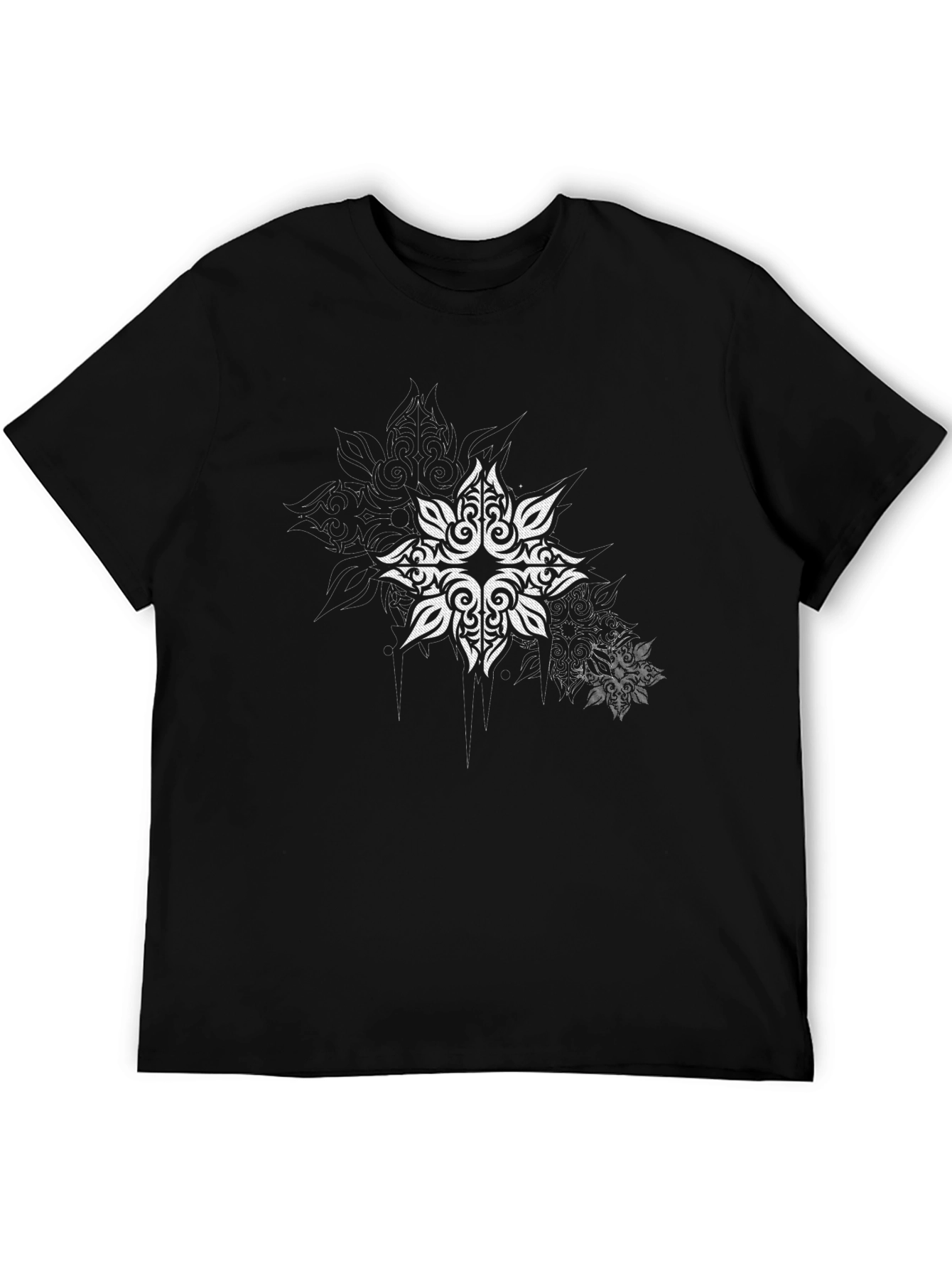 Tribal Star Graphic Print Black T-Shirt