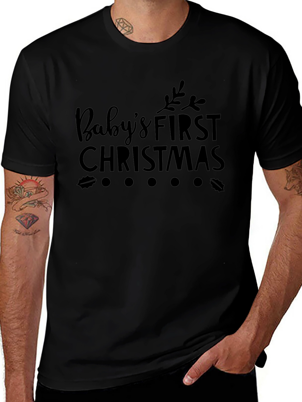 Babys First Christmas Graphic Tee - Black