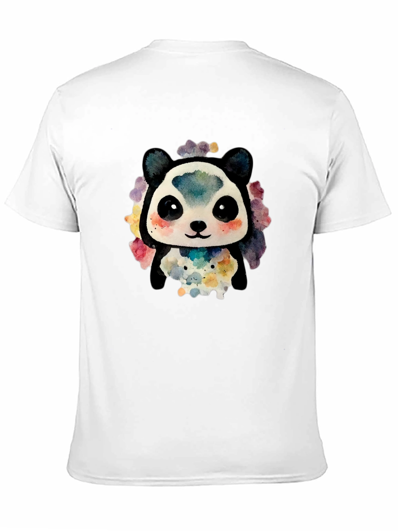 Cute Panda Watercolor Graphic Tee - Black