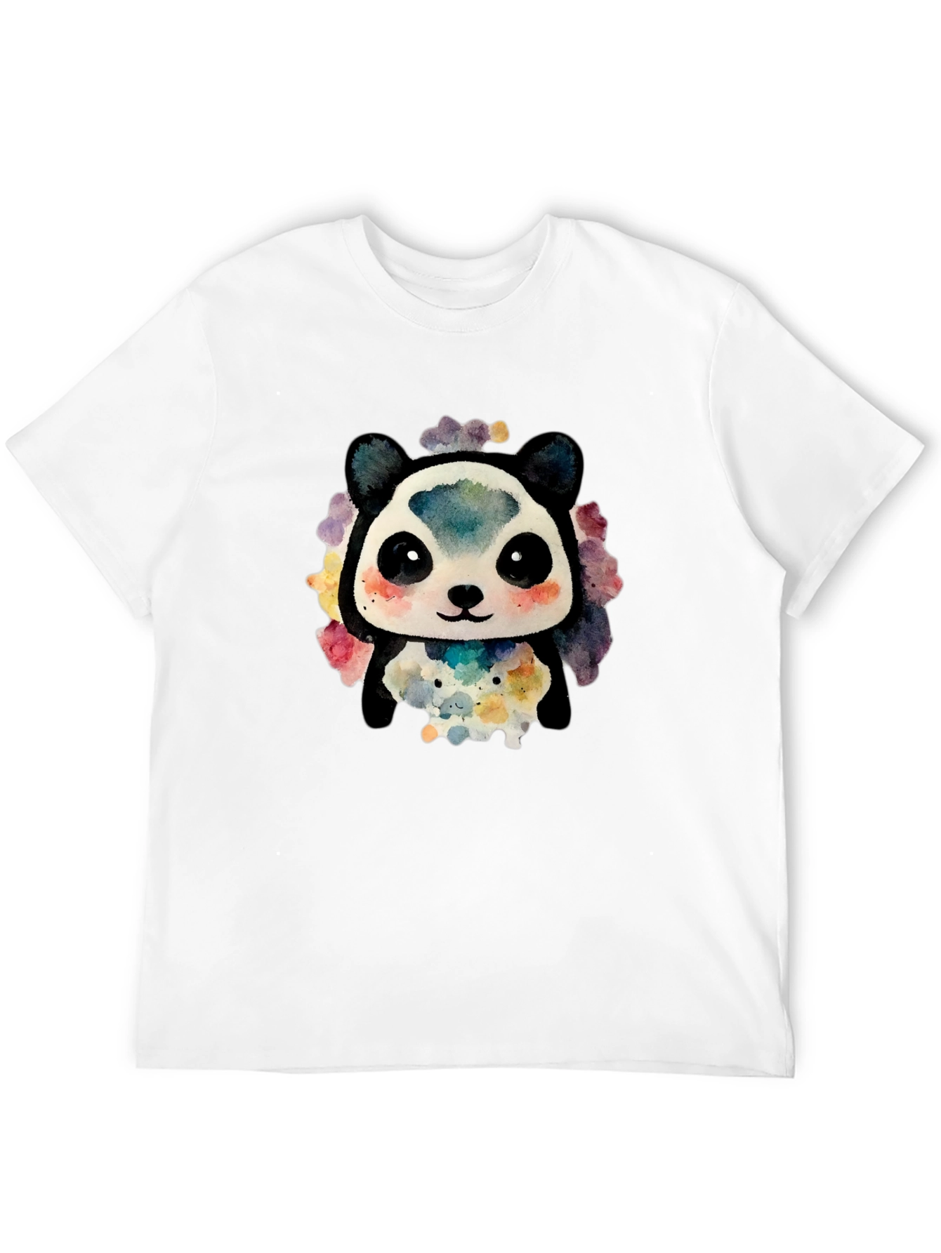 Cute Panda Watercolor Graphic Tee - Black