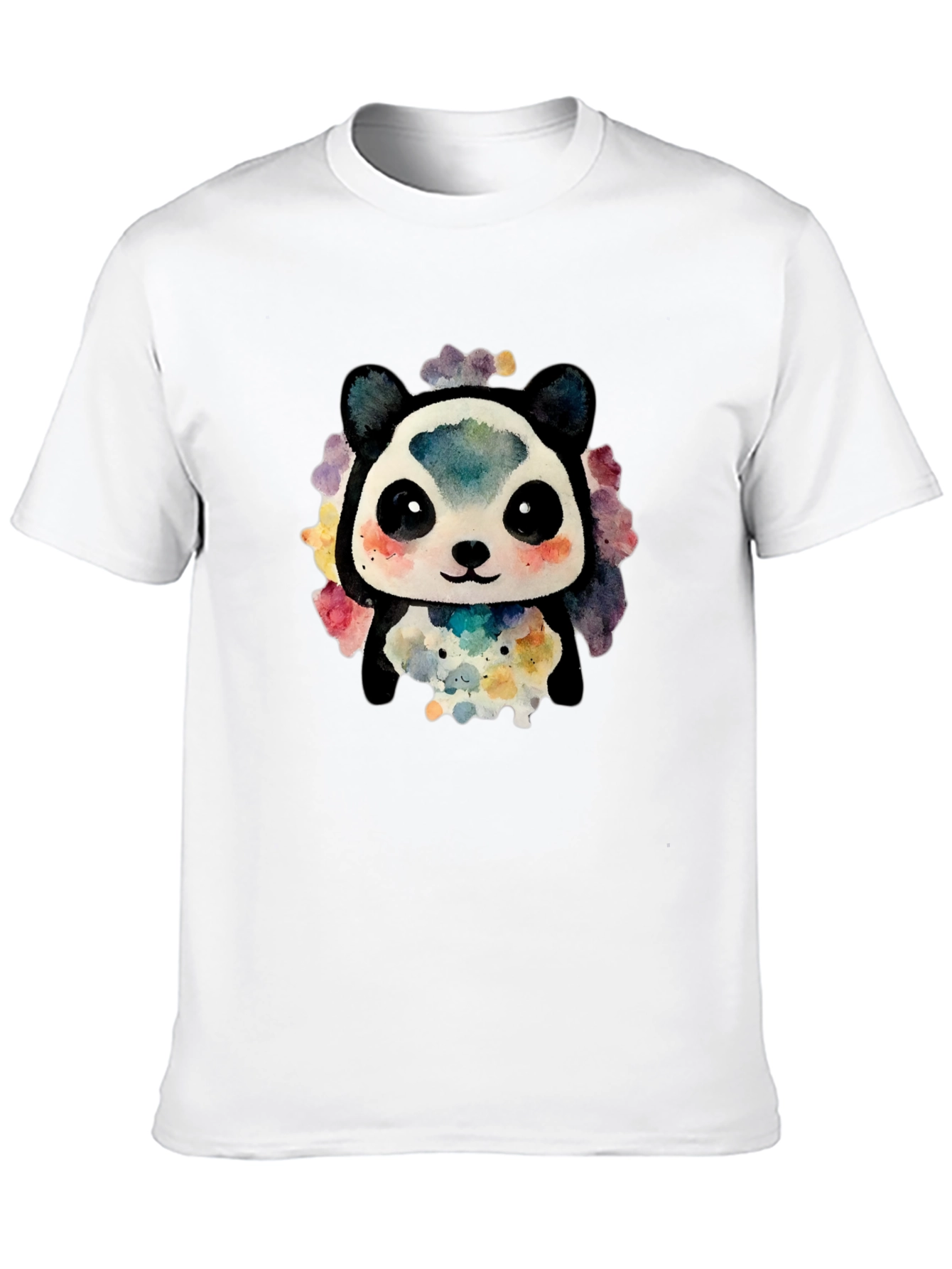 Cute Panda Watercolor Graphic Tee - Black