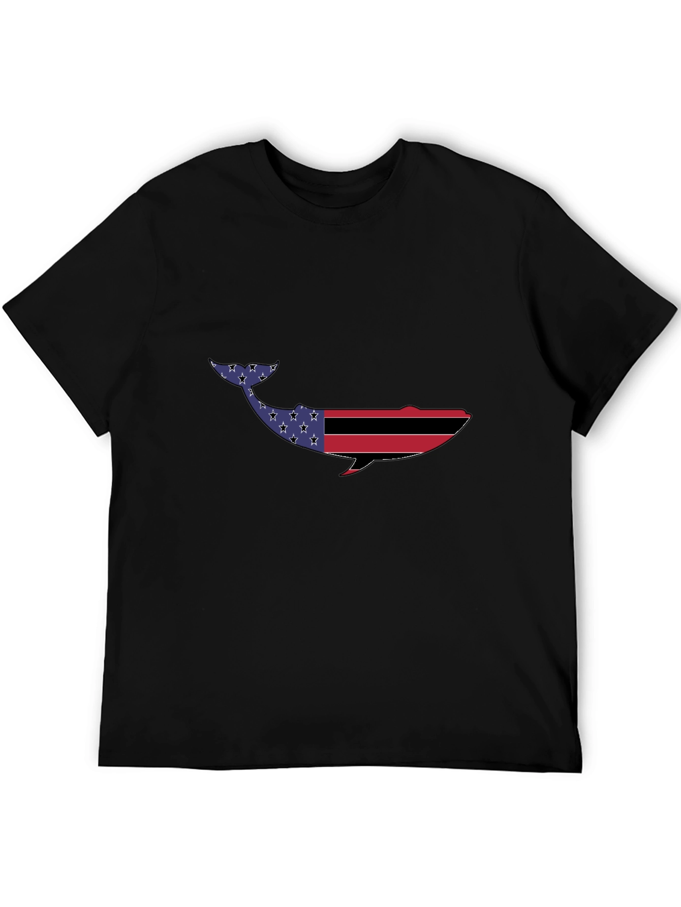 American Flag Whale Graphic Tee - Black