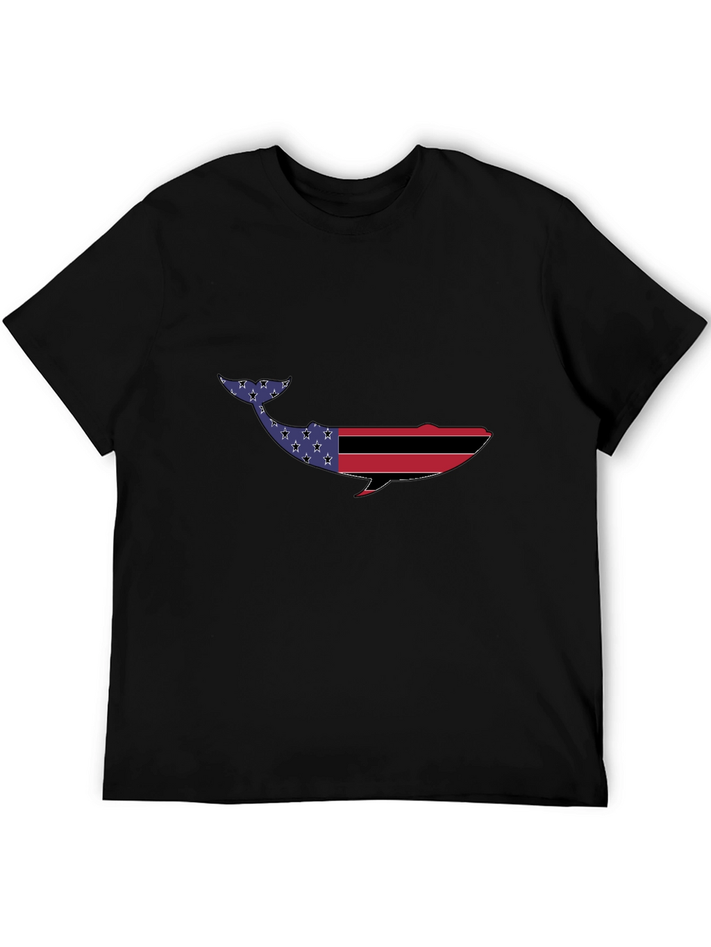 American Flag Whale Graphic Tee - Black