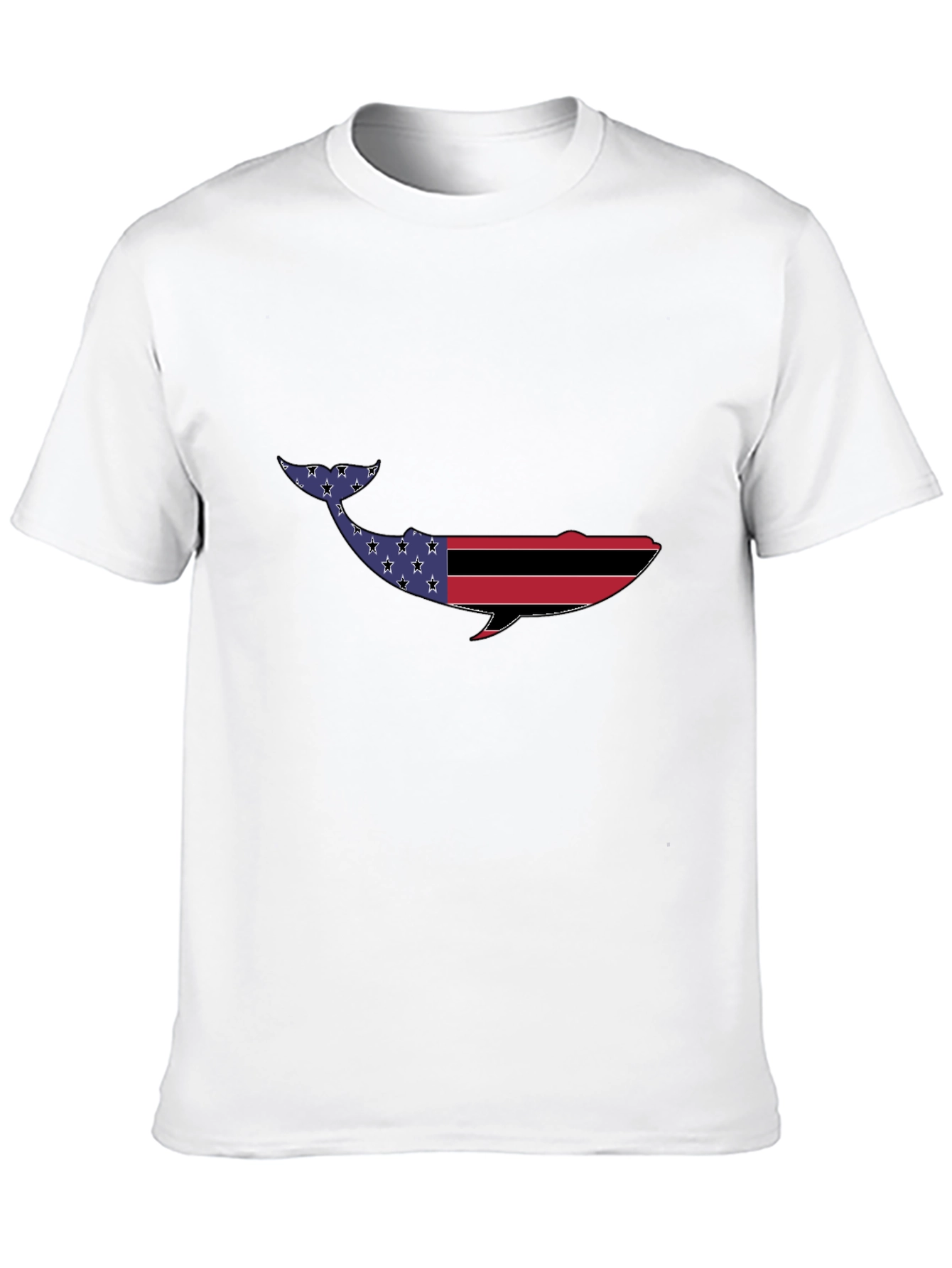 American Flag Whale Graphic Tee - Black