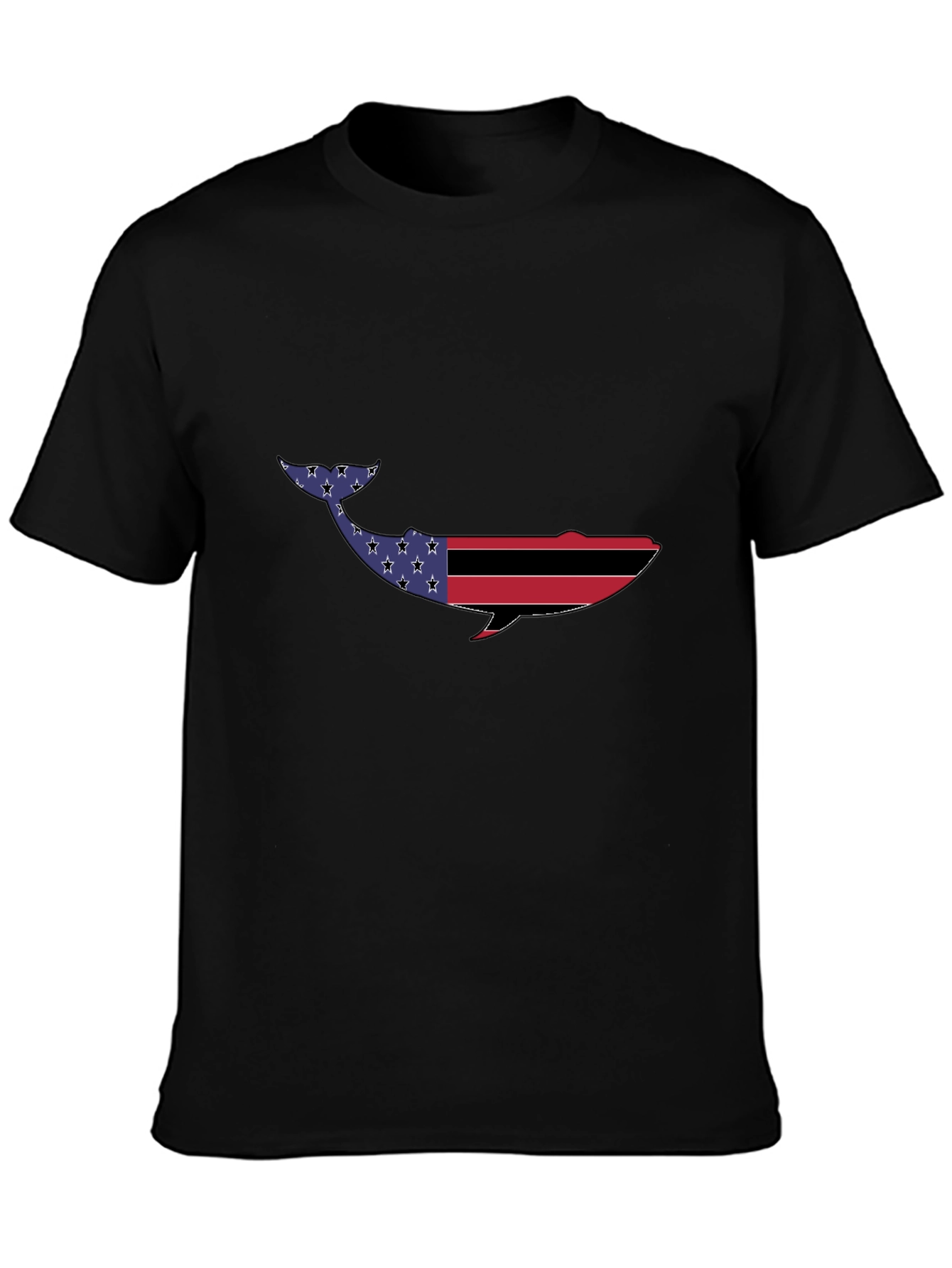 American Flag Whale Graphic Tee - Black