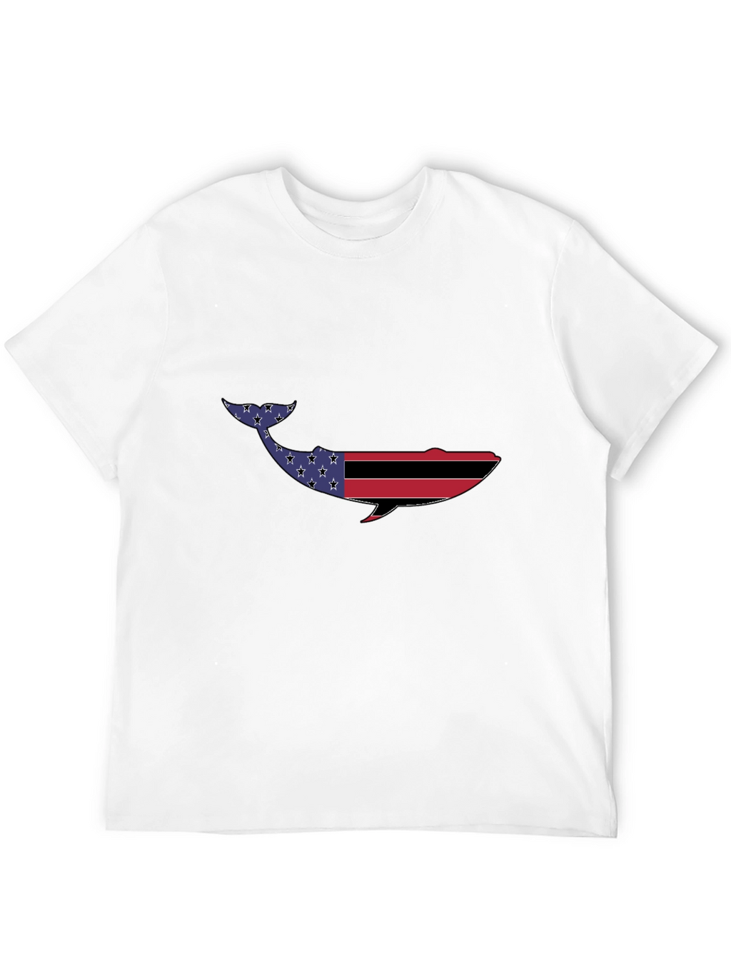American Flag Whale Graphic Tee - Black