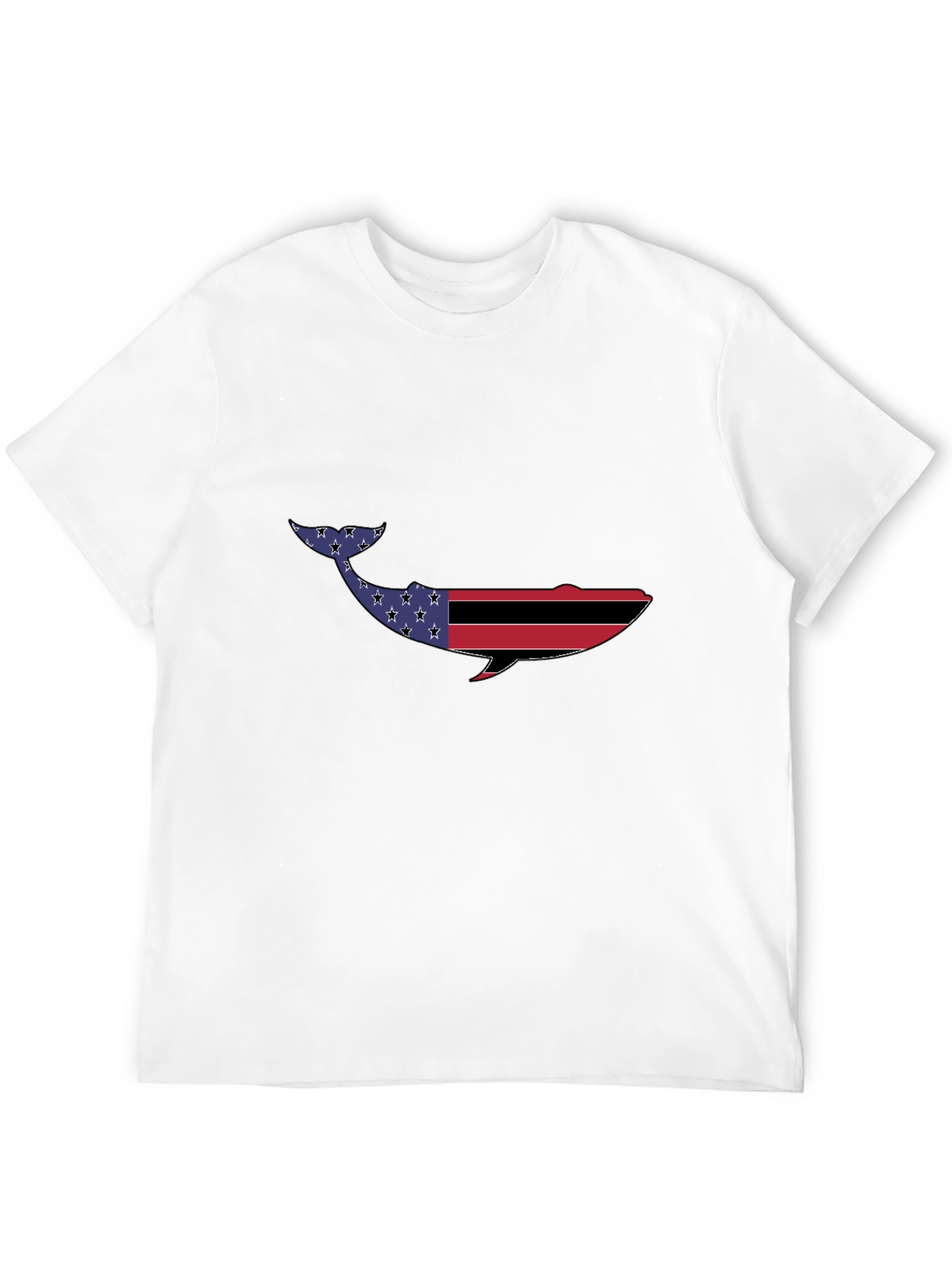 American Flag Whale Graphic Tee - Black
