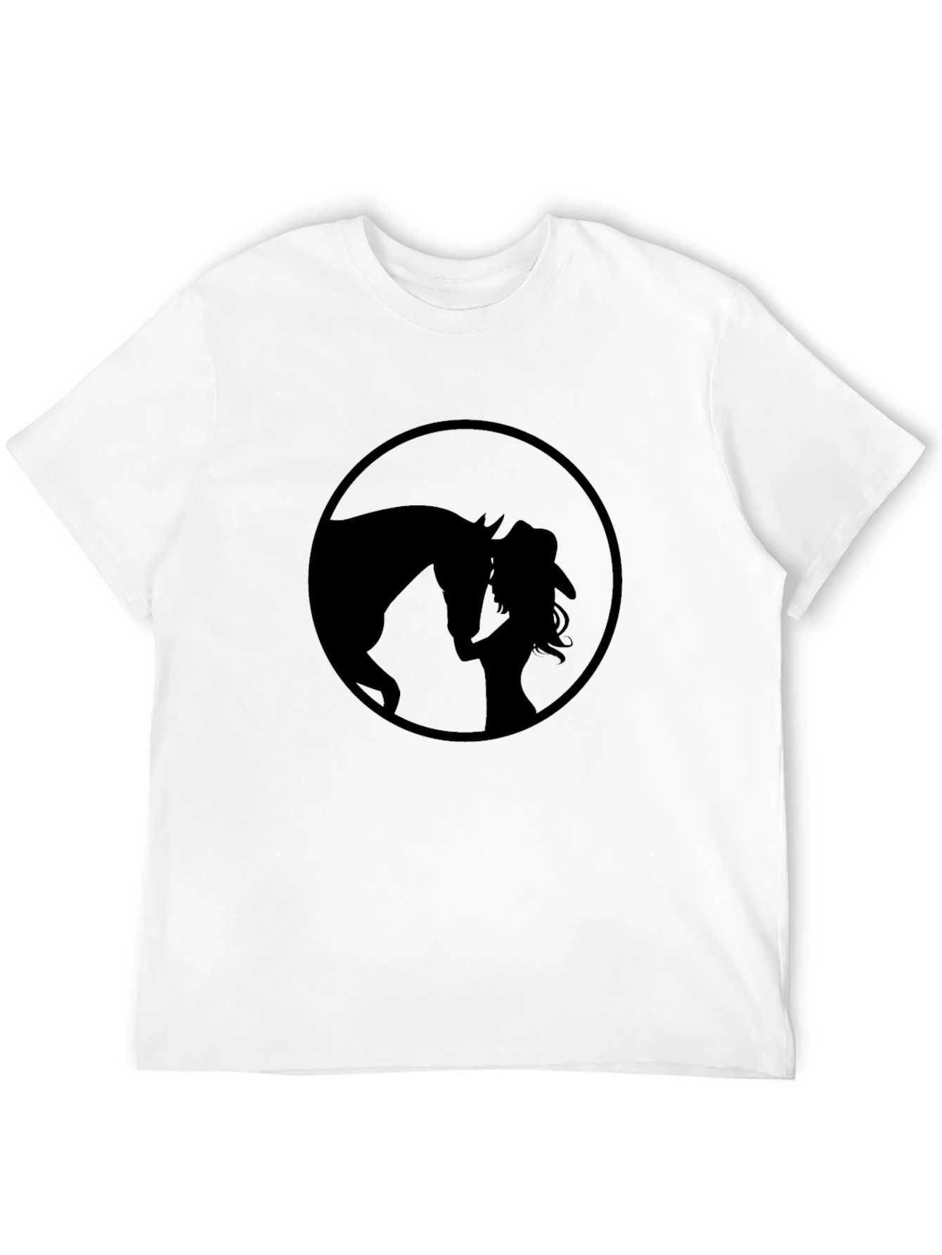 Black Horse & Cowgirl Silhouette Graphic T-Shirt