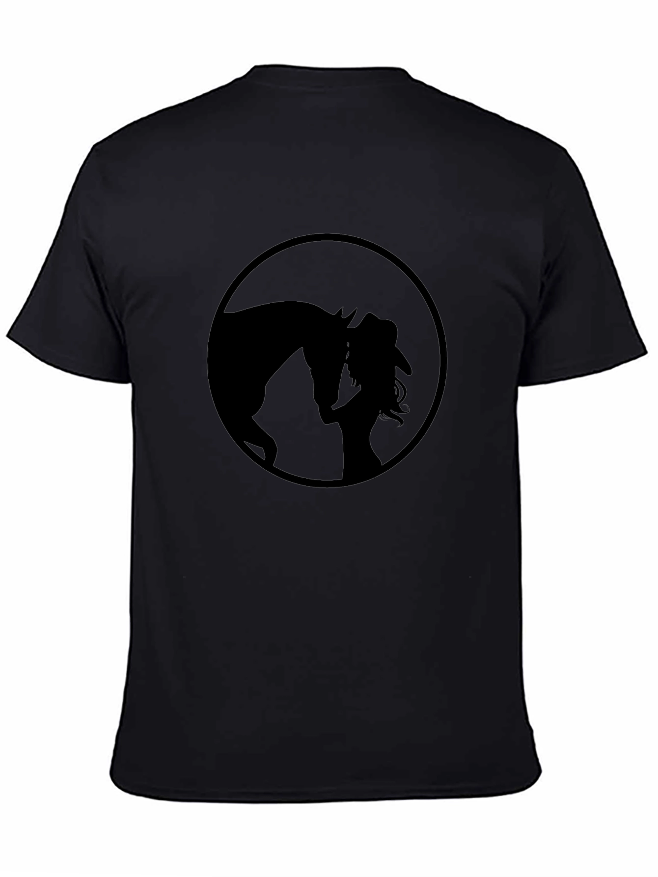 Black Horse & Cowgirl Silhouette Graphic T-Shirt