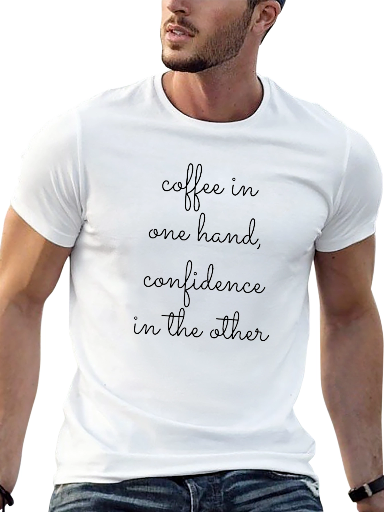 Coffee & Confidence Graphic Tee - Black Cotton T-Shirt