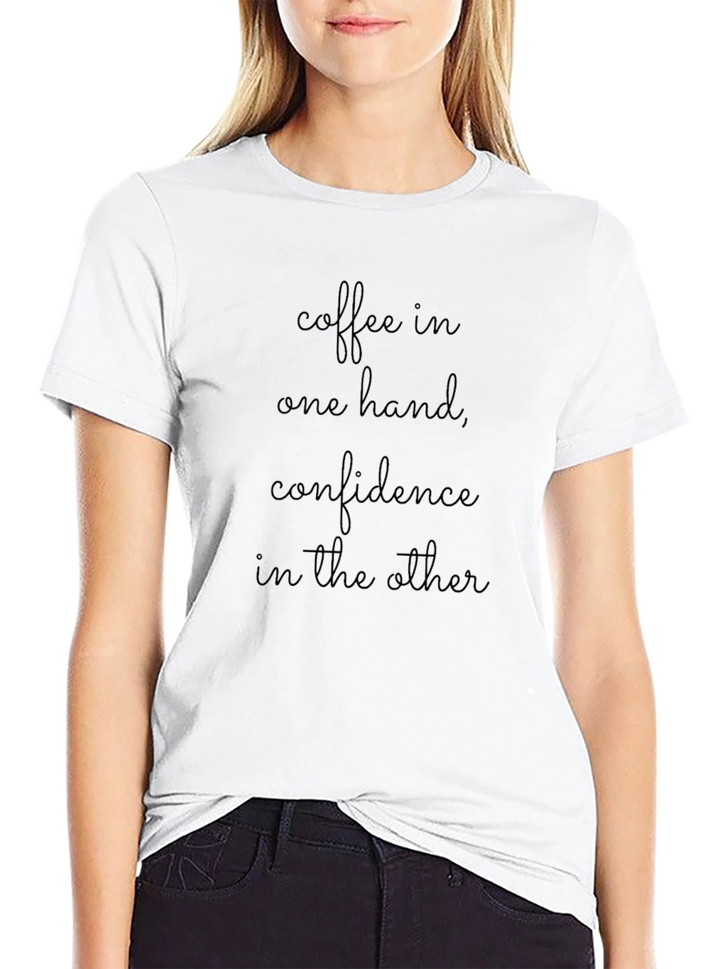 Coffee & Confidence Graphic Tee - Black Cotton T-Shirt