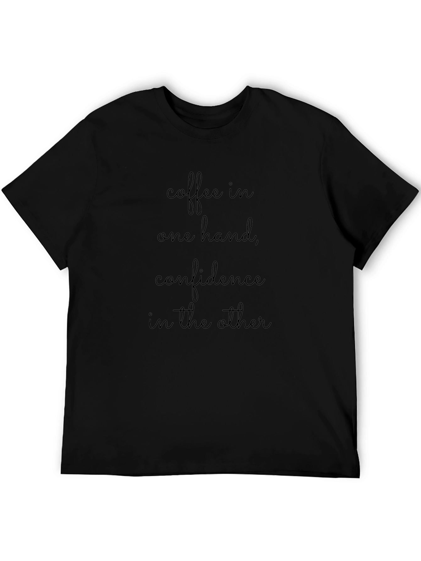 Coffee & Confidence Graphic Tee - Black Cotton T-Shirt