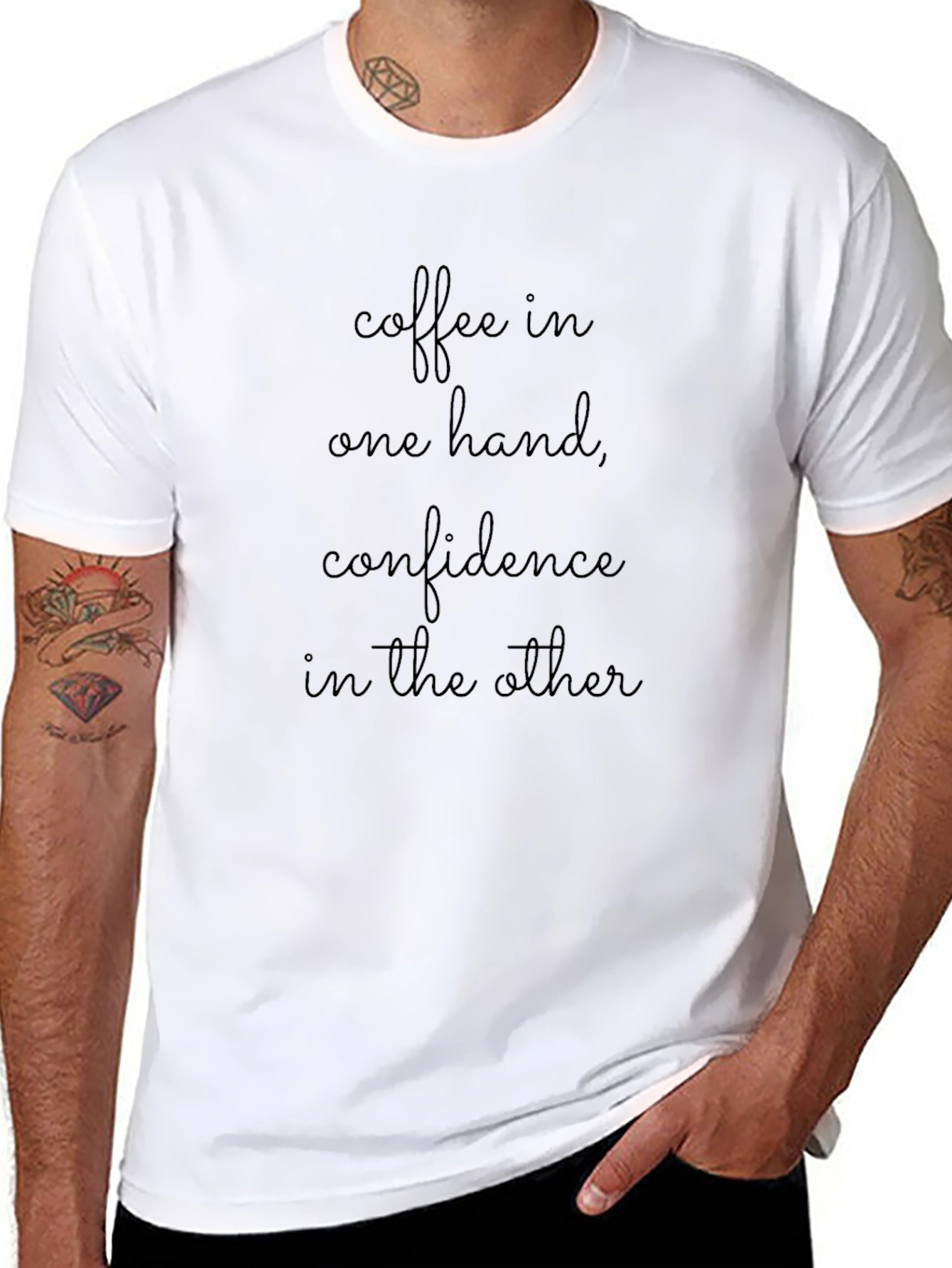 Coffee & Confidence Graphic Tee - Black Cotton T-Shirt