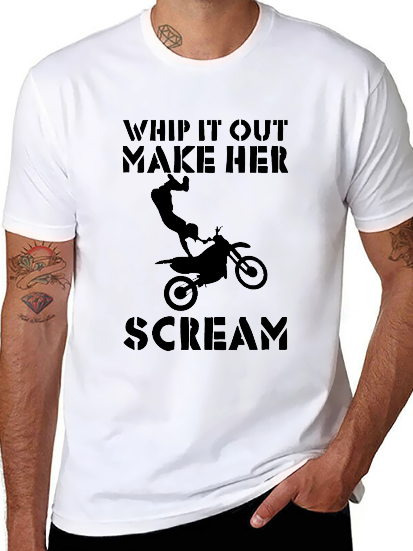 Whip It Out Motorcycle Graphic Tee - Black