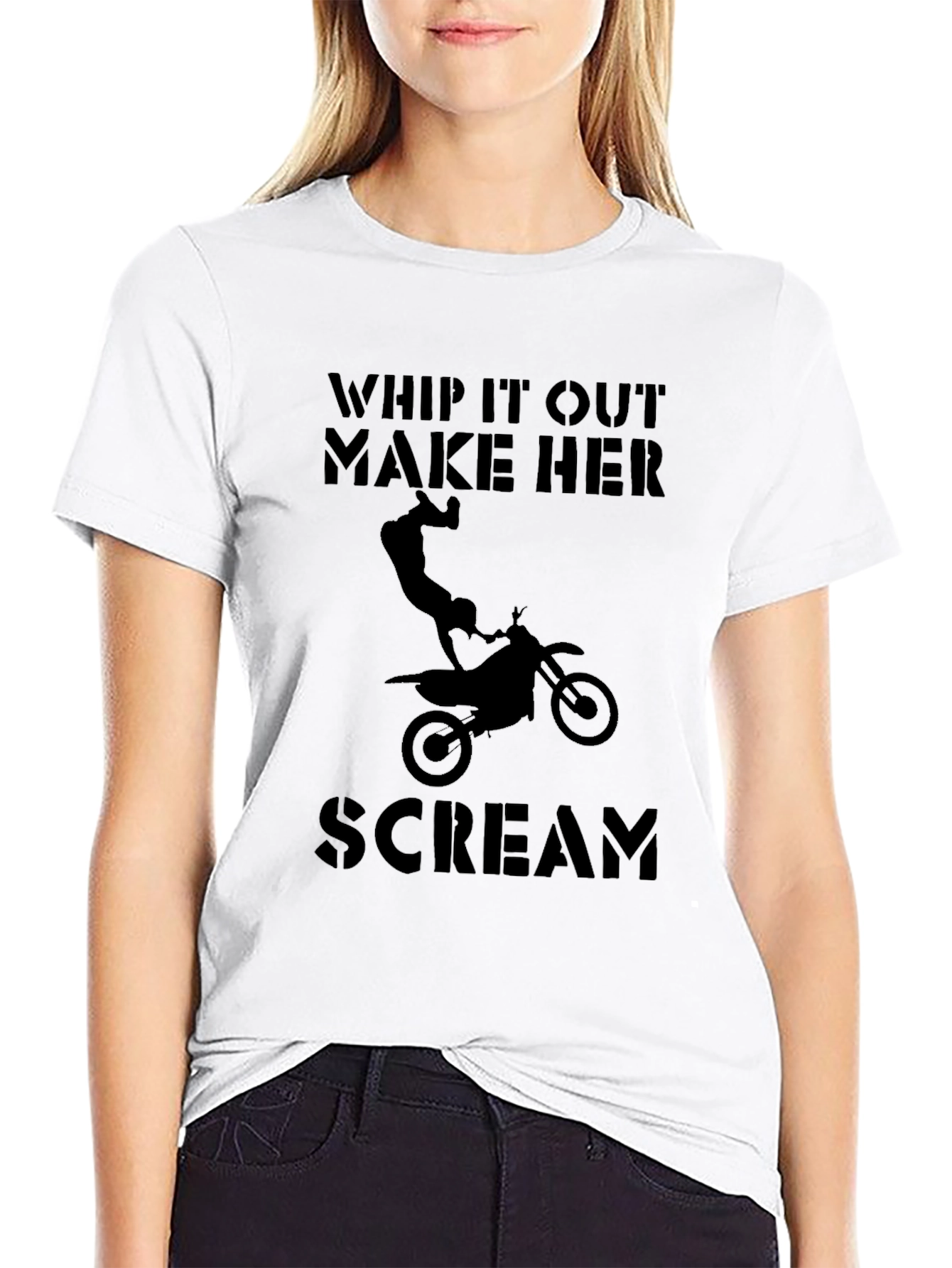 Whip It Out Motorcycle Graphic Tee - Black