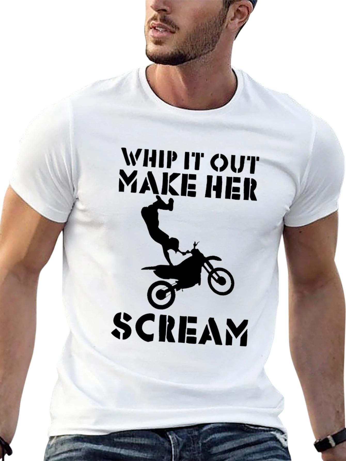 Whip It Out Motorcycle Graphic Tee - Black