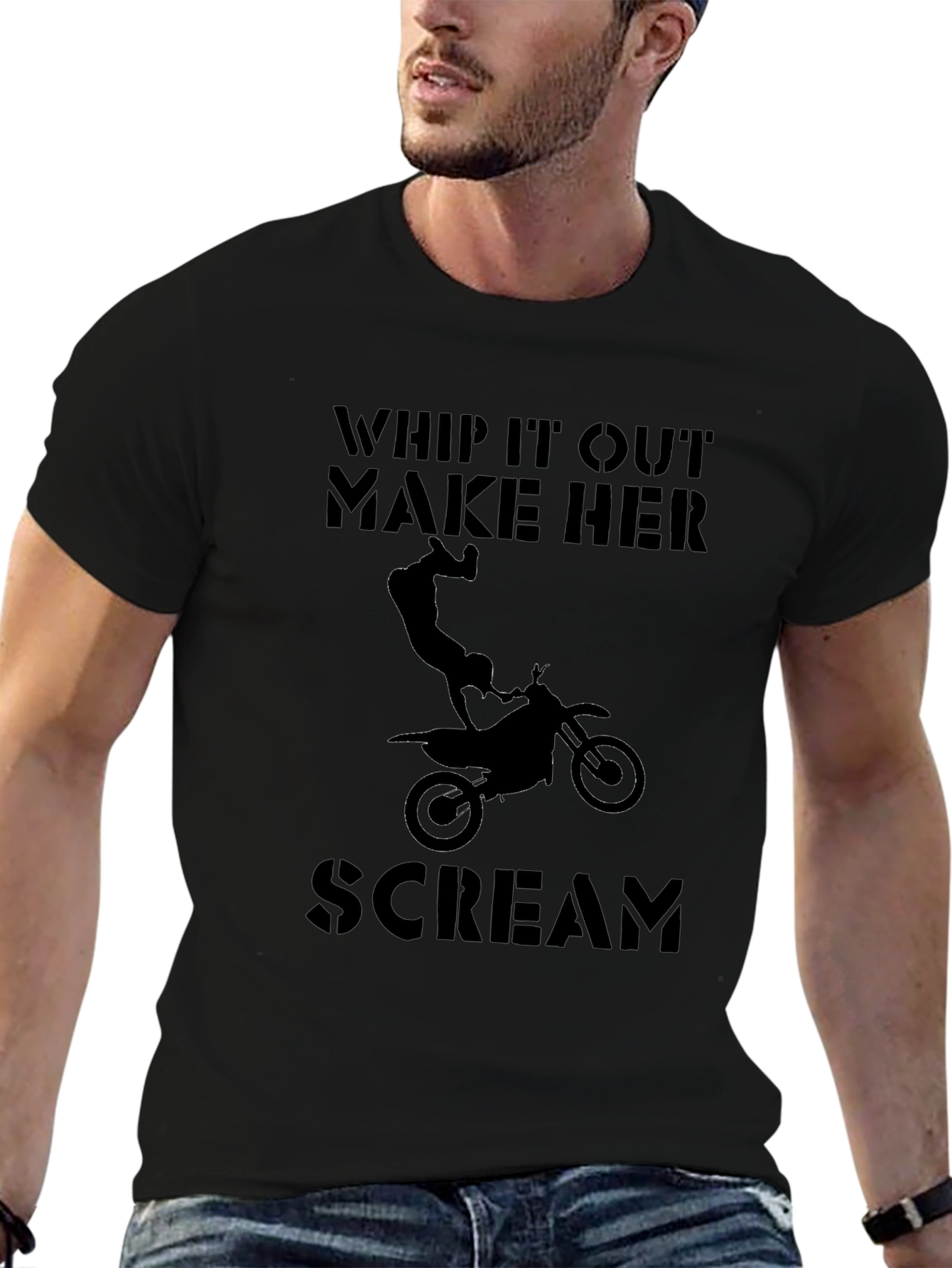 Whip It Out Motorcycle Graphic Tee - Black