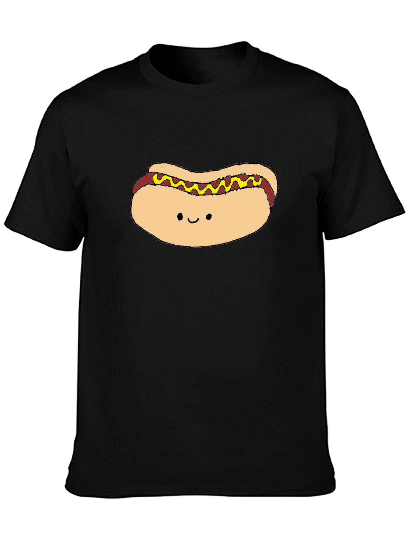Cute Hotdog Graphic Black T-Shirt